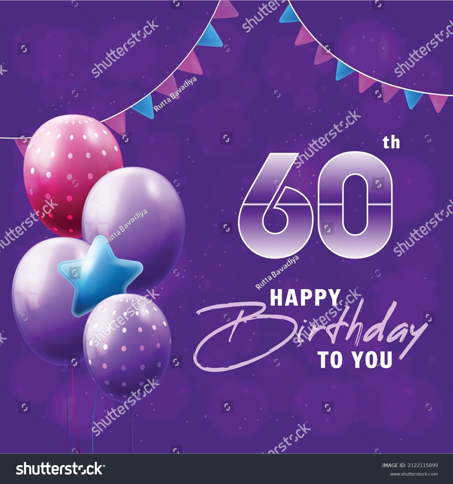 Happy 60th Birthday Greeting Card Vector Stock Vector (Royalty Free ...