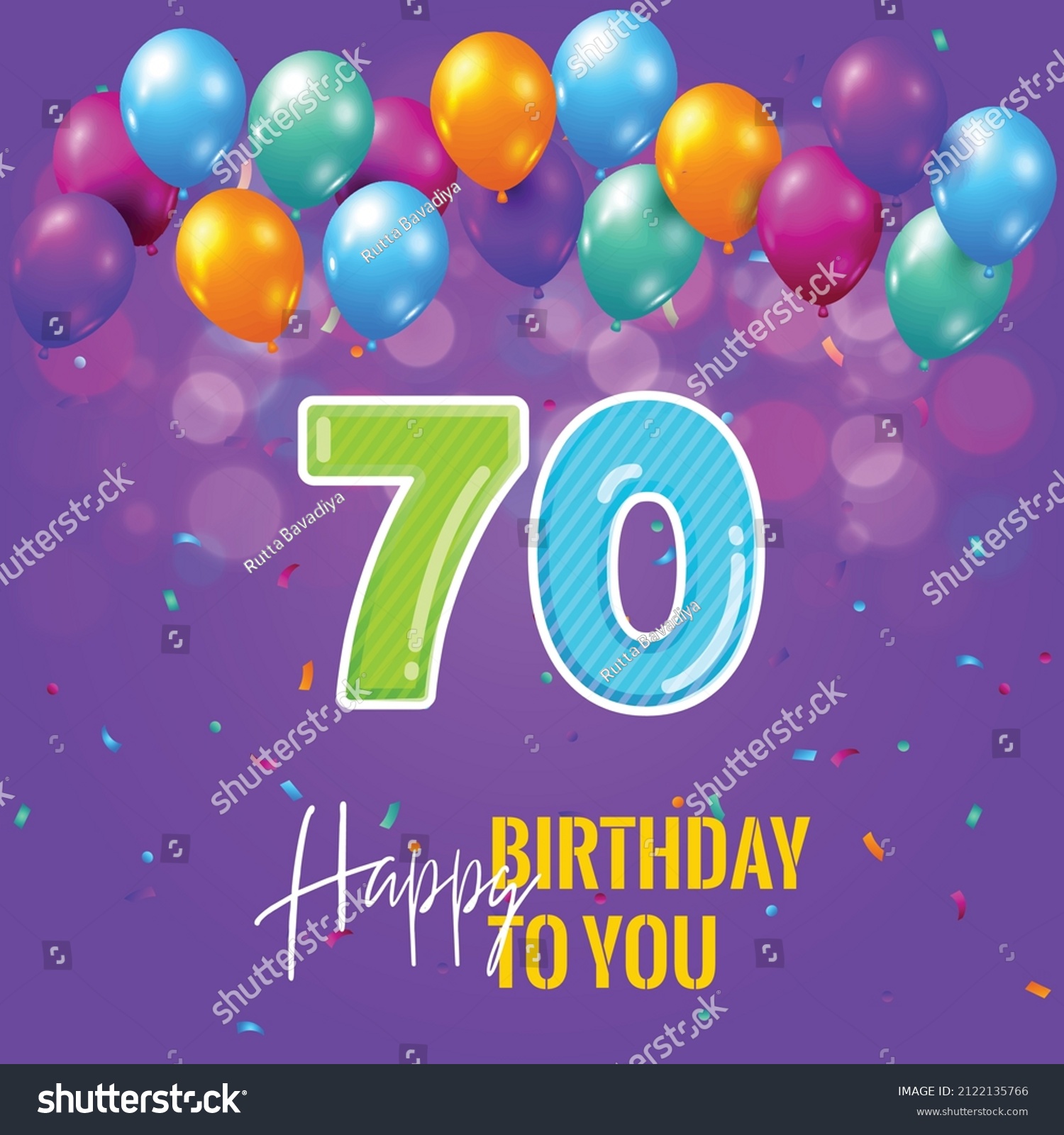 SVG of Happy 70th birthday, greeting card, vector illustration design.
 svg