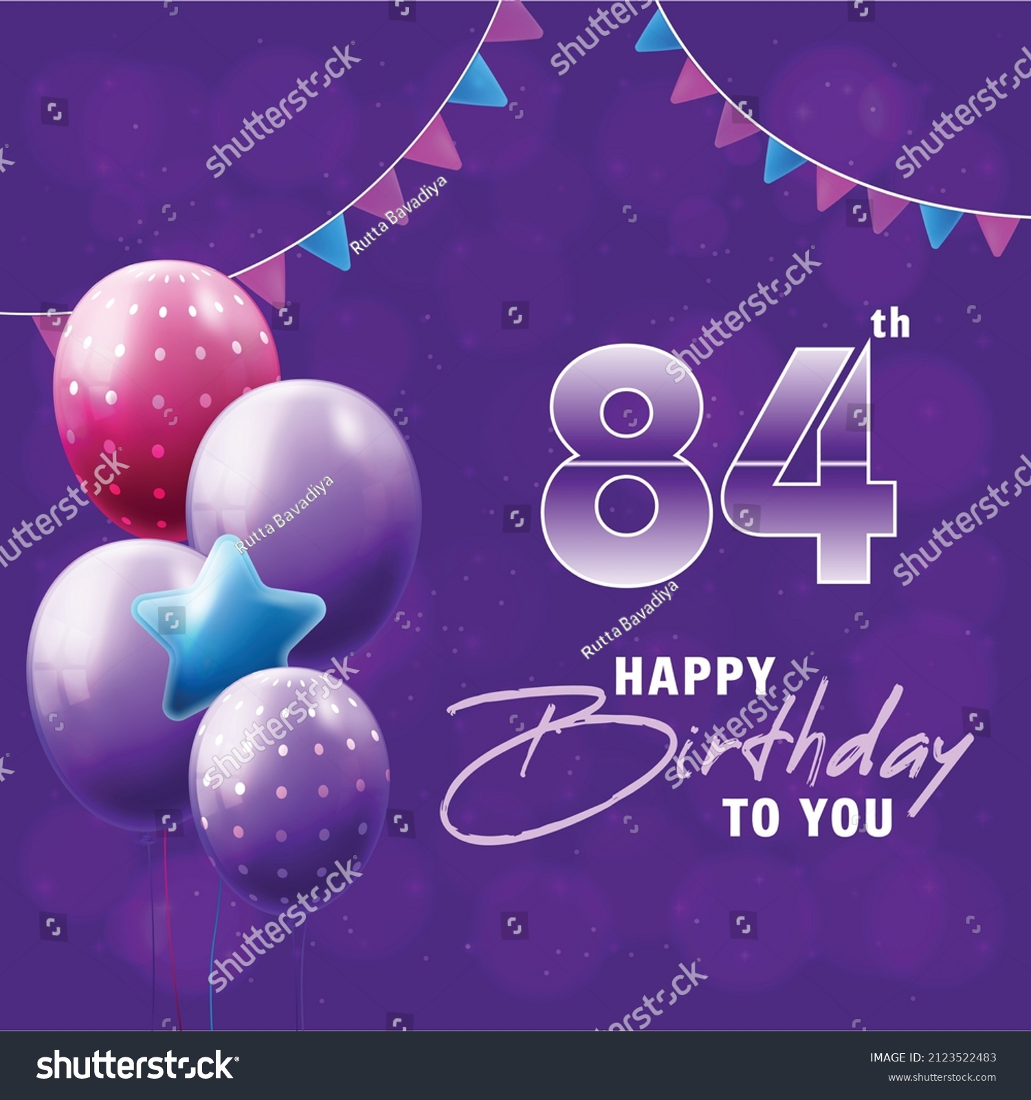 Happy 84th Birthday Greeting Card Vector Stock Vector (Royalty Free ...