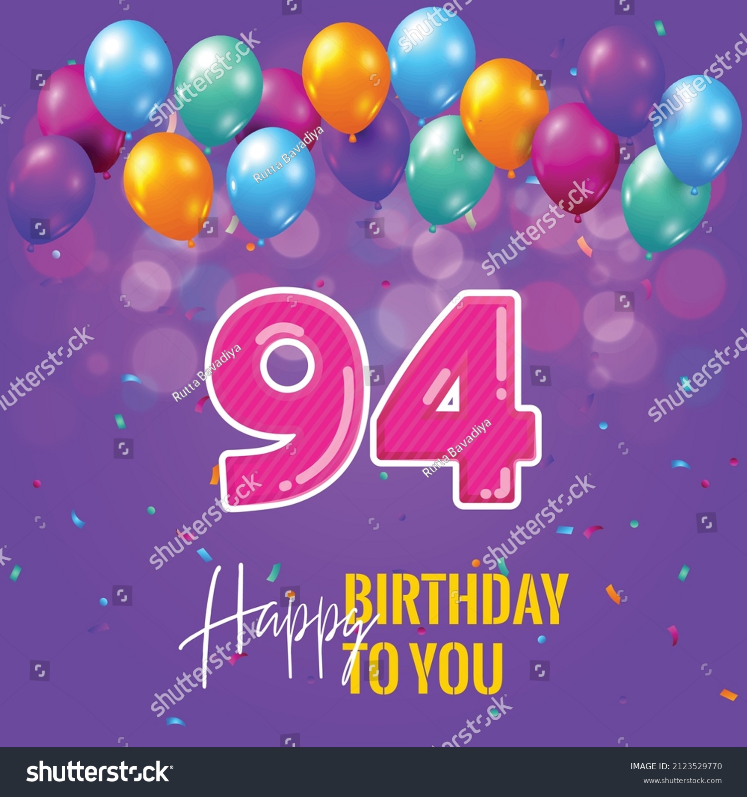 Happy 94th Birthday Greeting Card Vector Stock Vector (Royalty Free ...