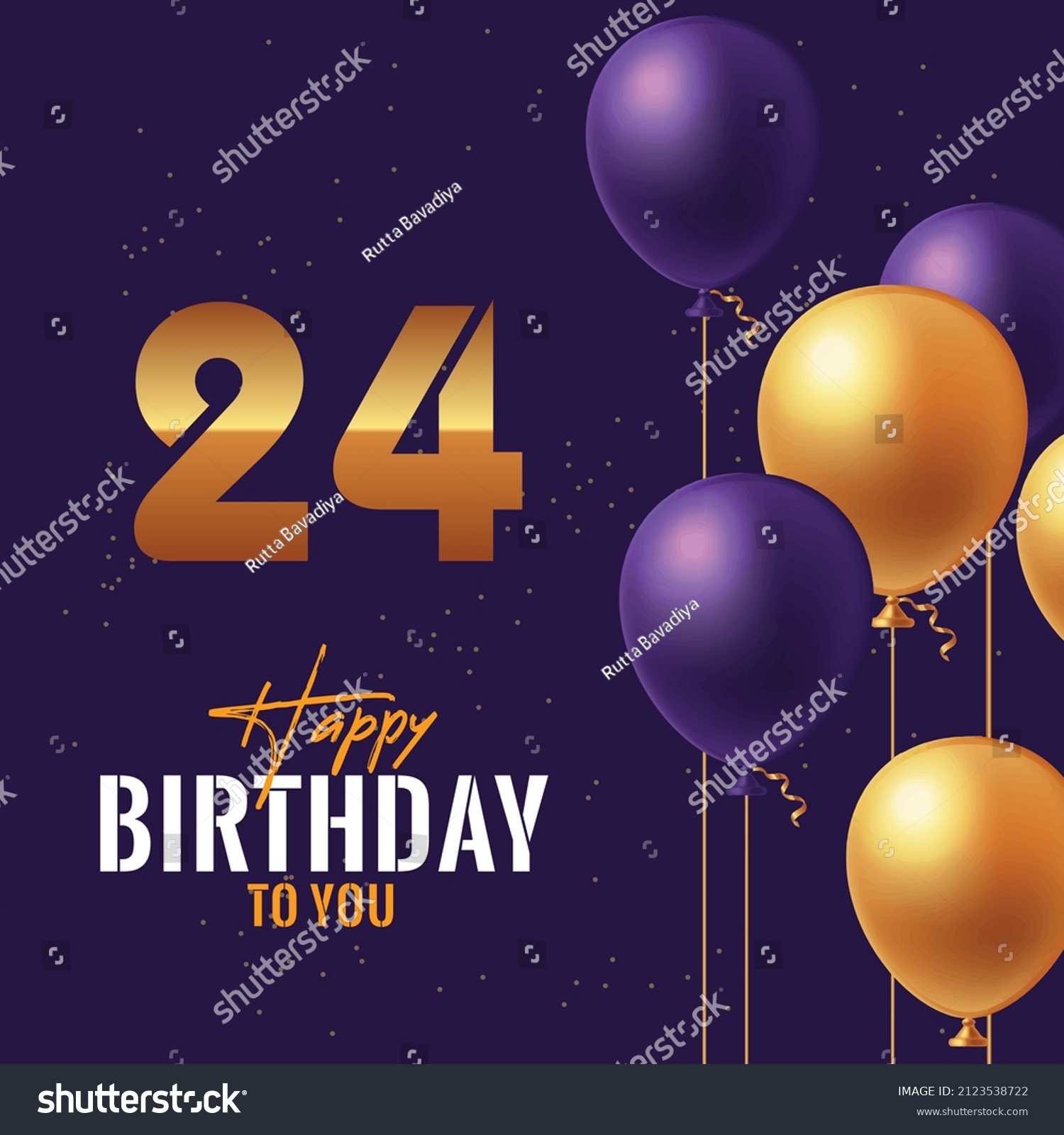 Happy 24th Birthday Greeting Card Vector Stock Vector (Royalty Free ...