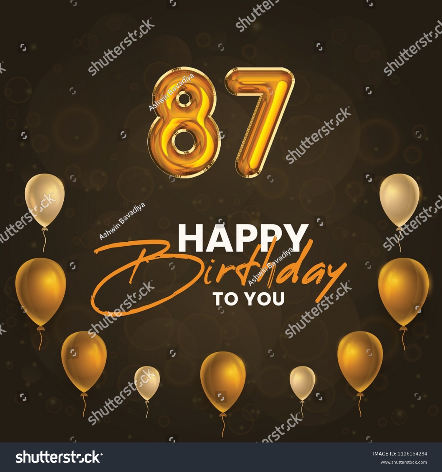 Happy 87th Birthday Greeting Card Vector Stock Vector (Royalty Free ...