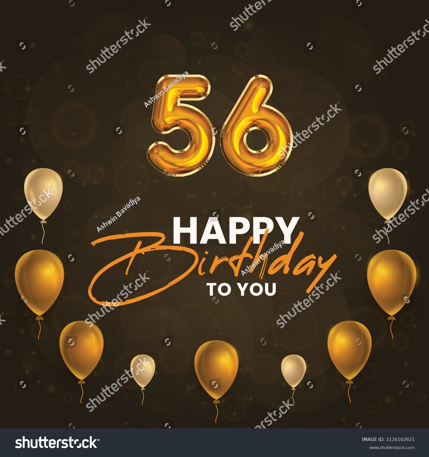 Happy 56th Birthday Greeting Card Vector Stock Vector (Royalty Free ...