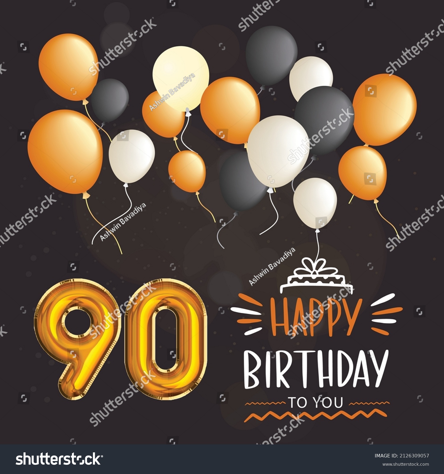 Happy 90th Birthday Greeting Card Vector Stock Vector (Royalty Free ...