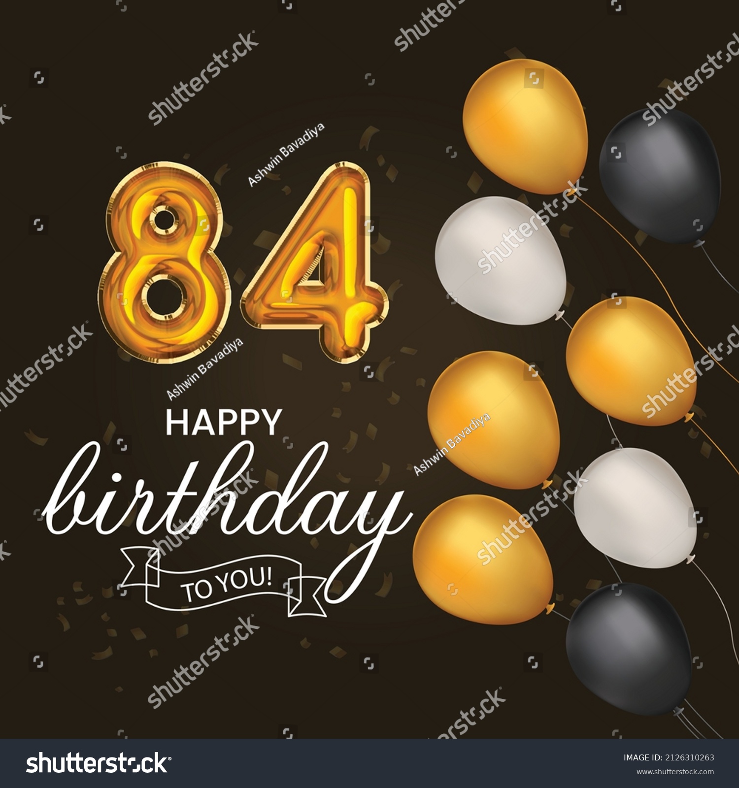 Happy 84th Birthday Greeting Card Vector Stock Vector (Royalty Free ...