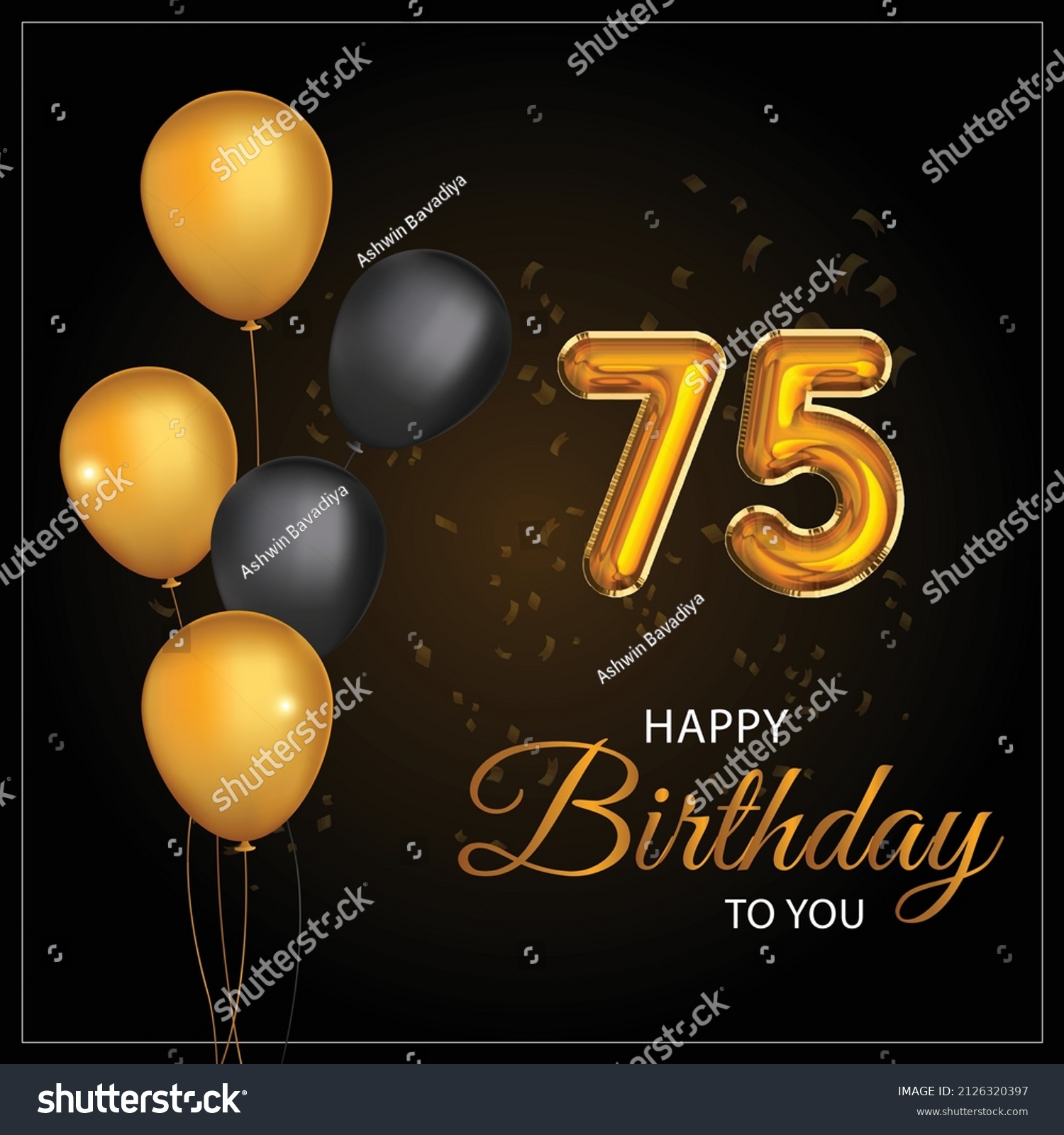 Happy 75th Birthday Greeting Card Vector Stock Vector (Royalty Free ...