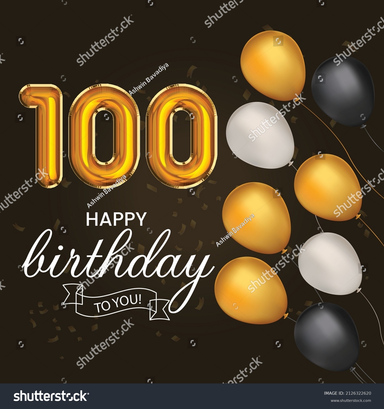 Happy 100th Birthday Greeting Card Vector Stock Vector (Royalty Free ...