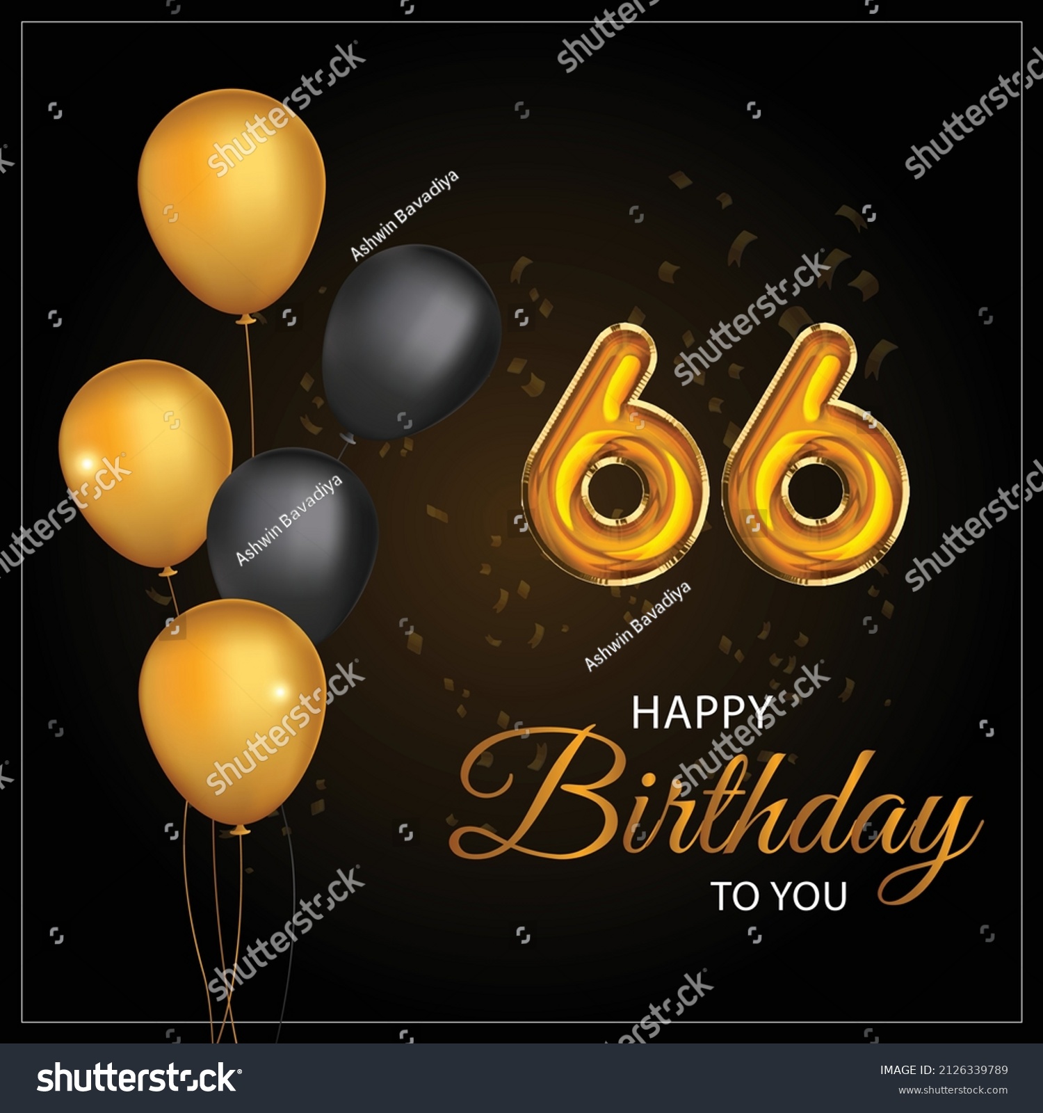 Happy 66th Birthday Greeting Card Vector Stock Vector (Royalty Free ...