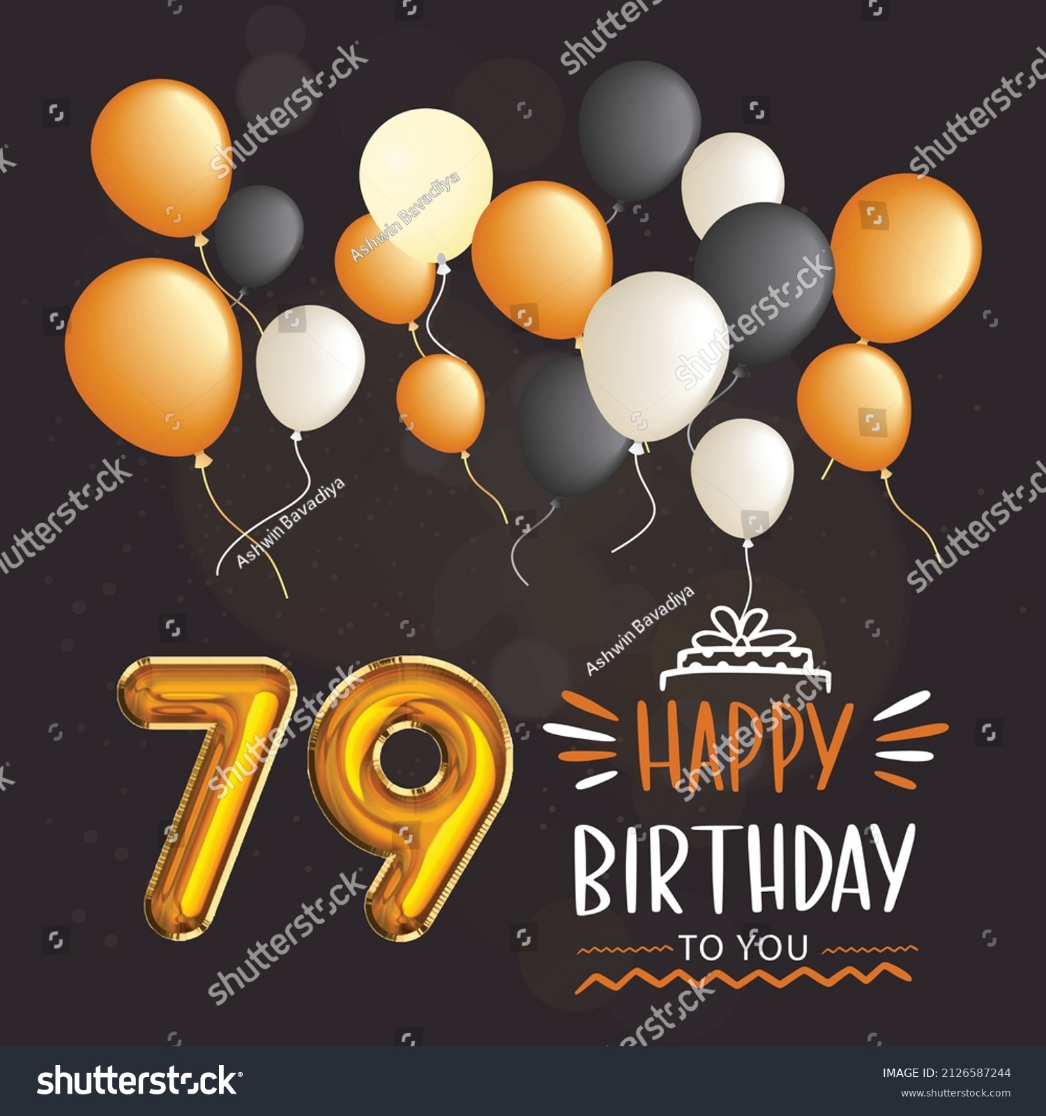 Happy 79th Birthday Greeting Card Vector Stock Vector (Royalty Free ...