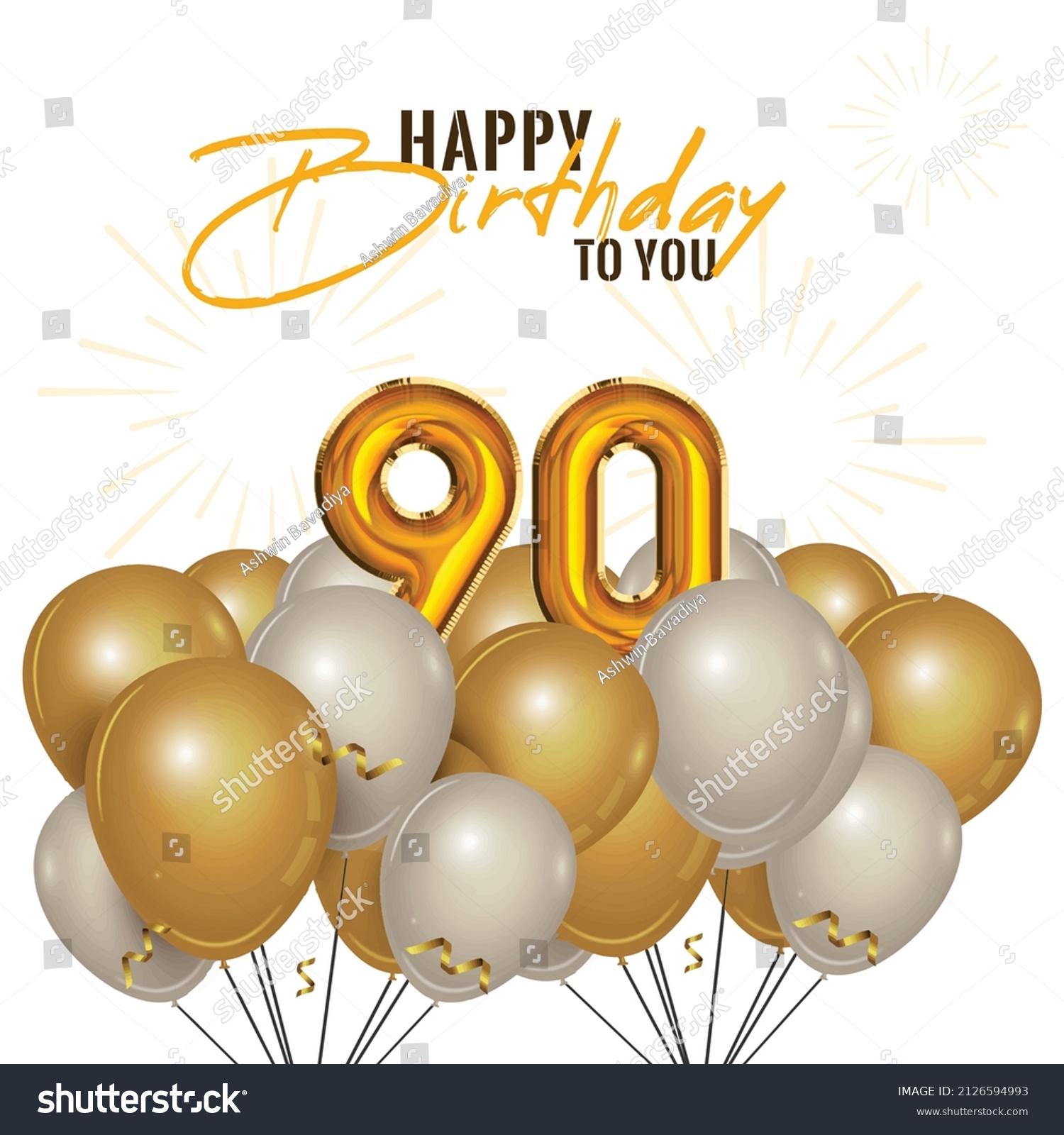 Happy 90th Birthday Greeting Card Vector Stock Vector (Royalty Free ...