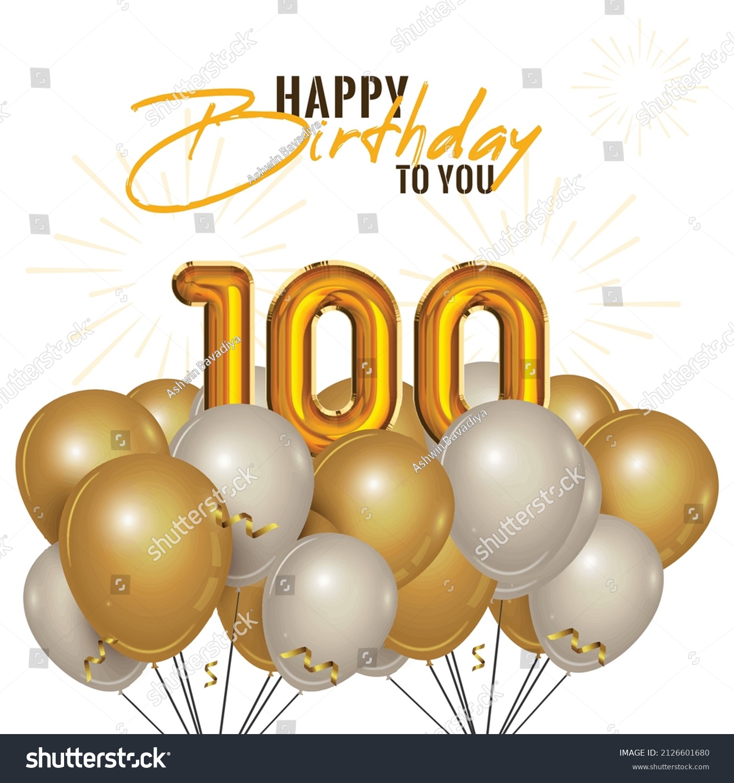 Happy 100th Birthday Greeting Card Vector Stock Vector (Royalty Free ...