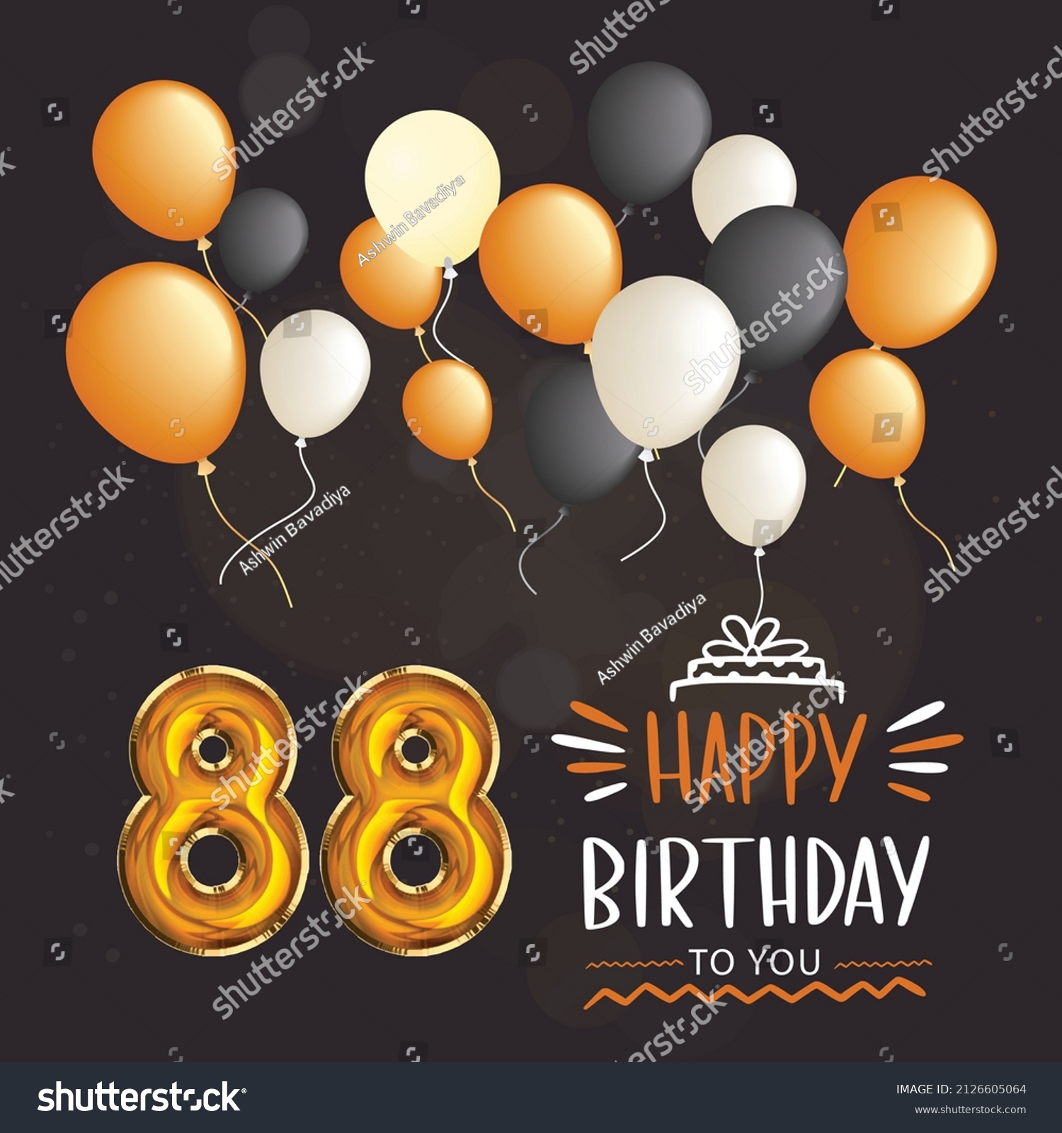 Happy 88th Birthday Greeting Card Vector Stock Vector (Royalty Free ...