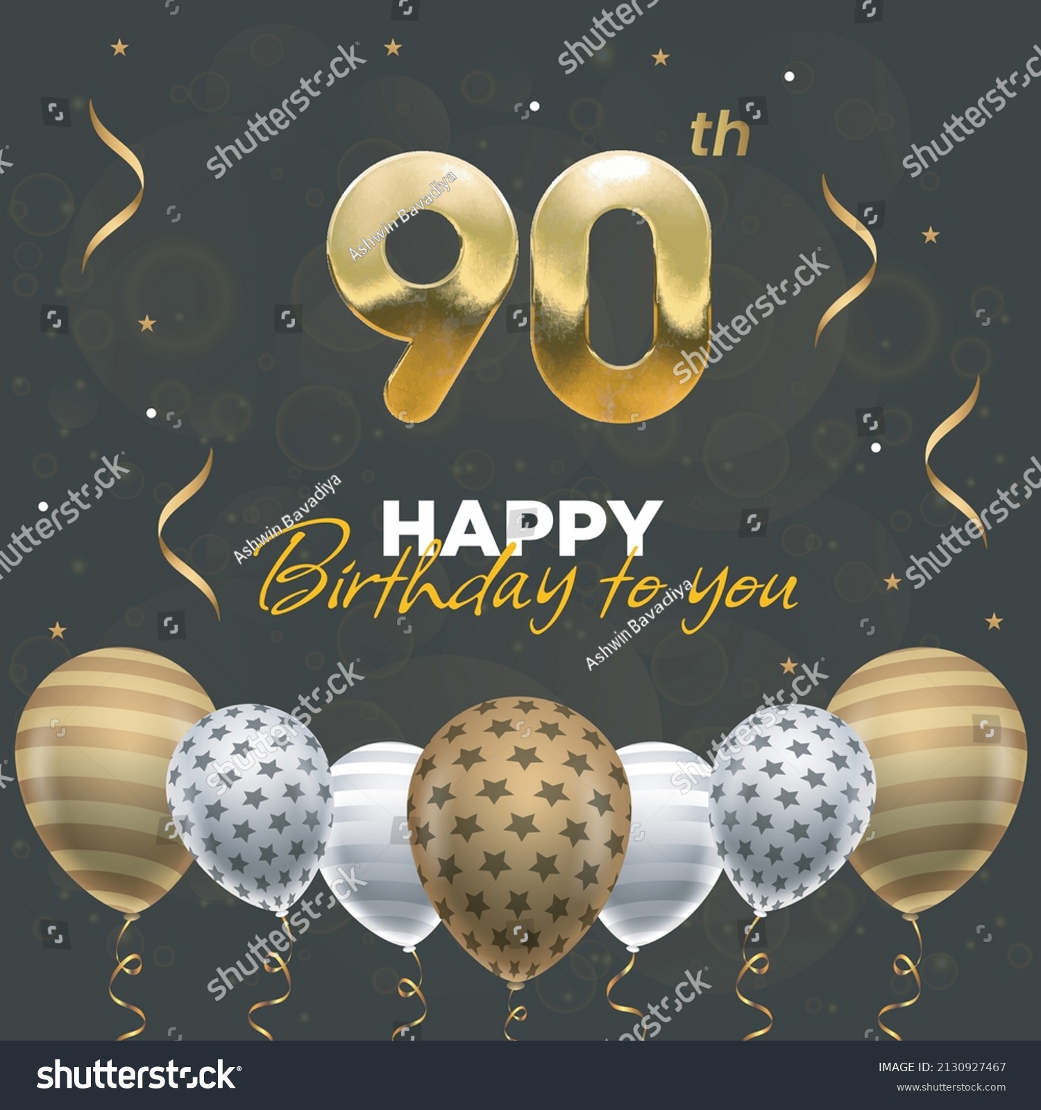 Happy 90th Birthday Greeting Card Vector Stock Vector (Royalty Free ...