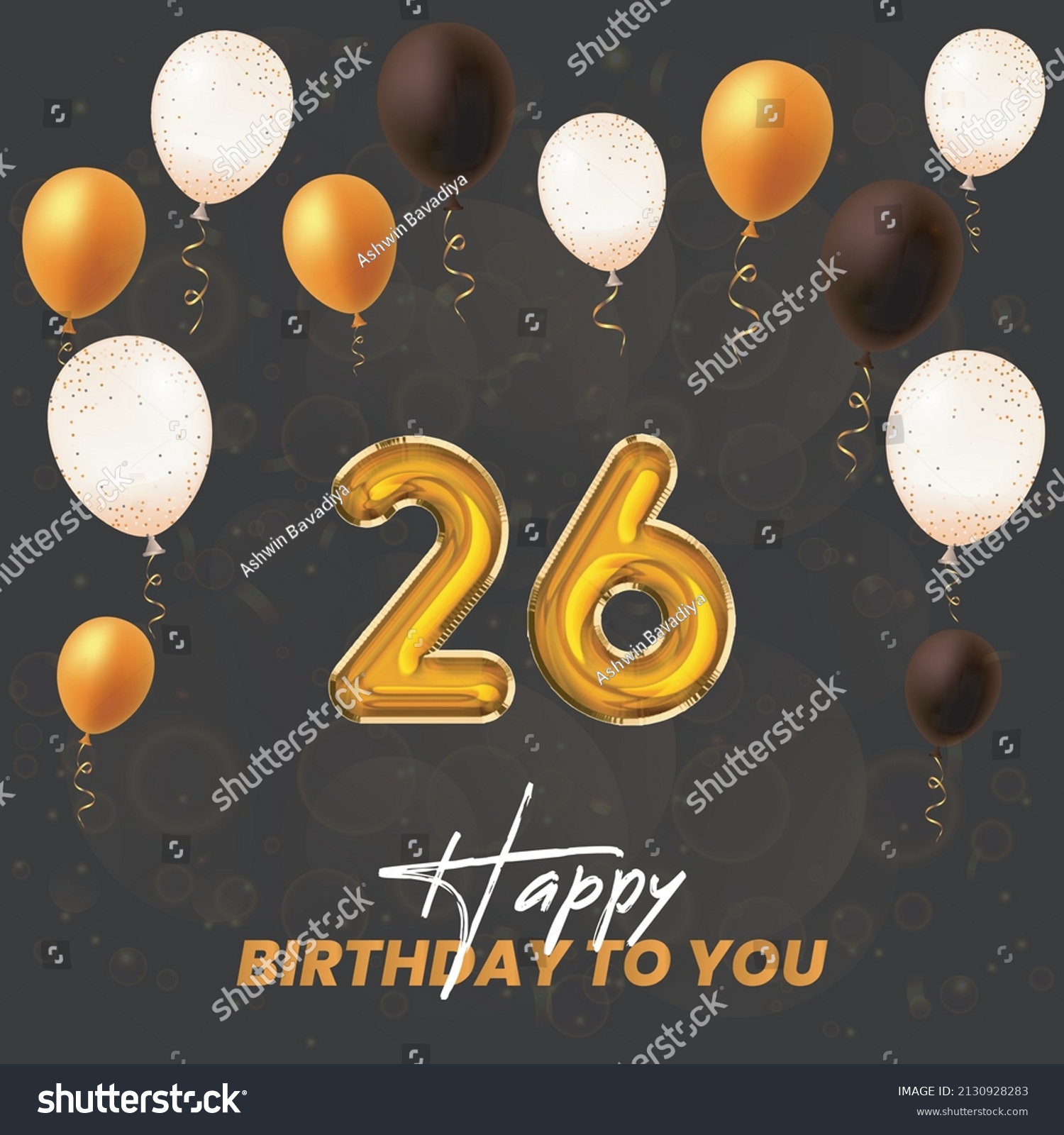 Happy 26th Birthday Greeting Card Vector Stock Vector (Royalty Free ...