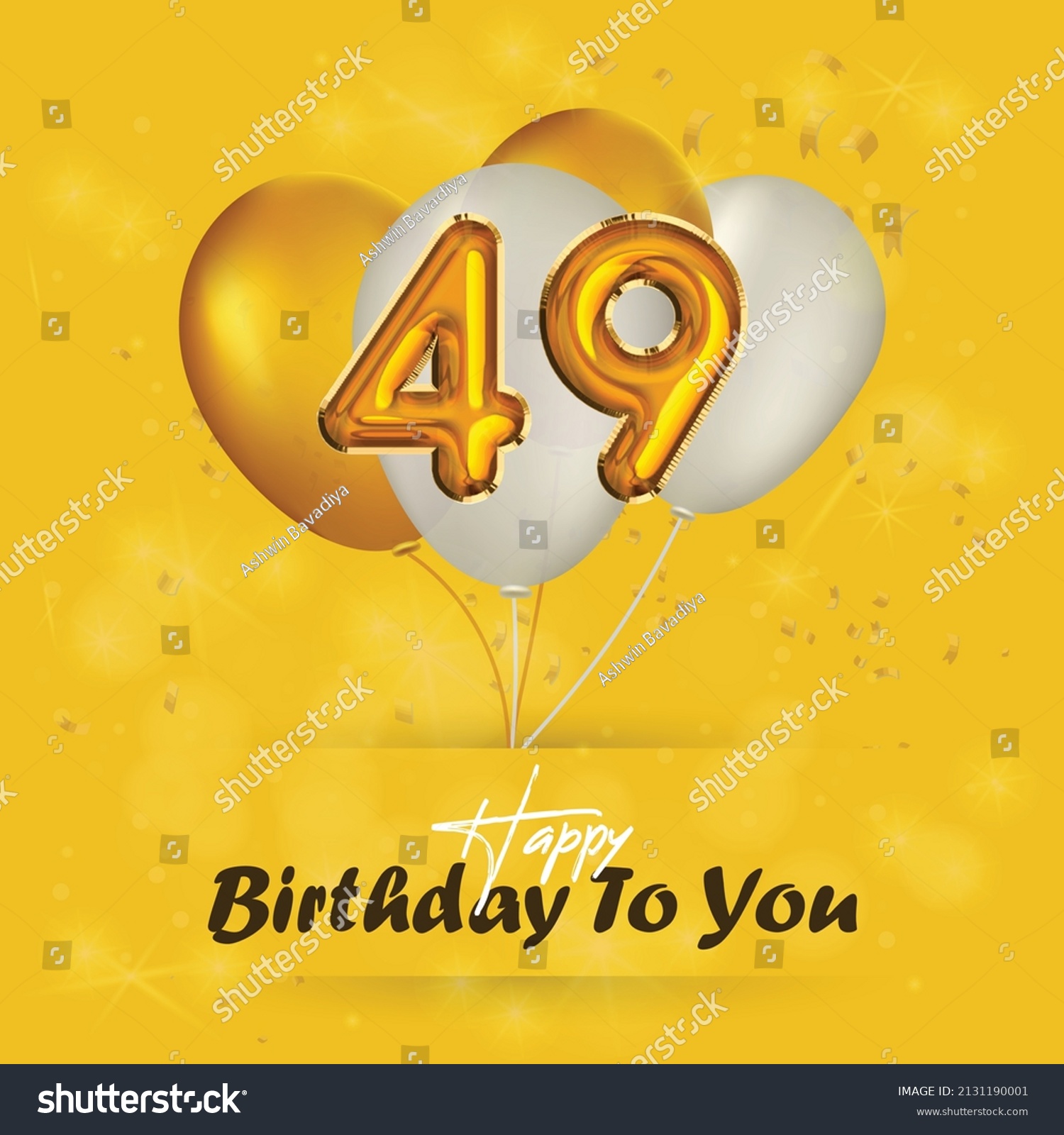 Happy 49th Birthday Greeting Card Vector Stock Vector (Royalty Free ...