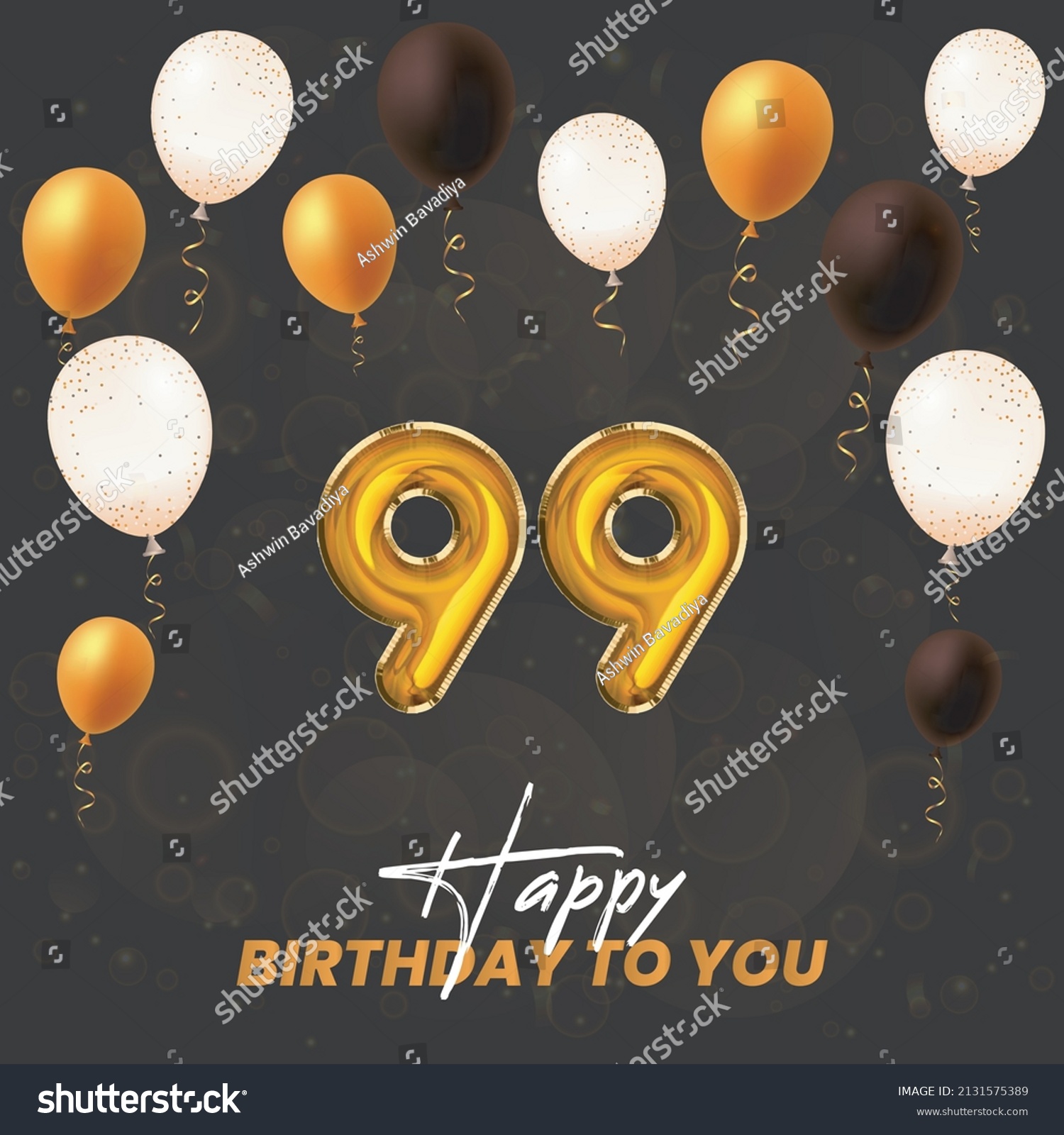 Happy 99th Birthday Greeting Card Vector Stock Vector (Royalty Free ...