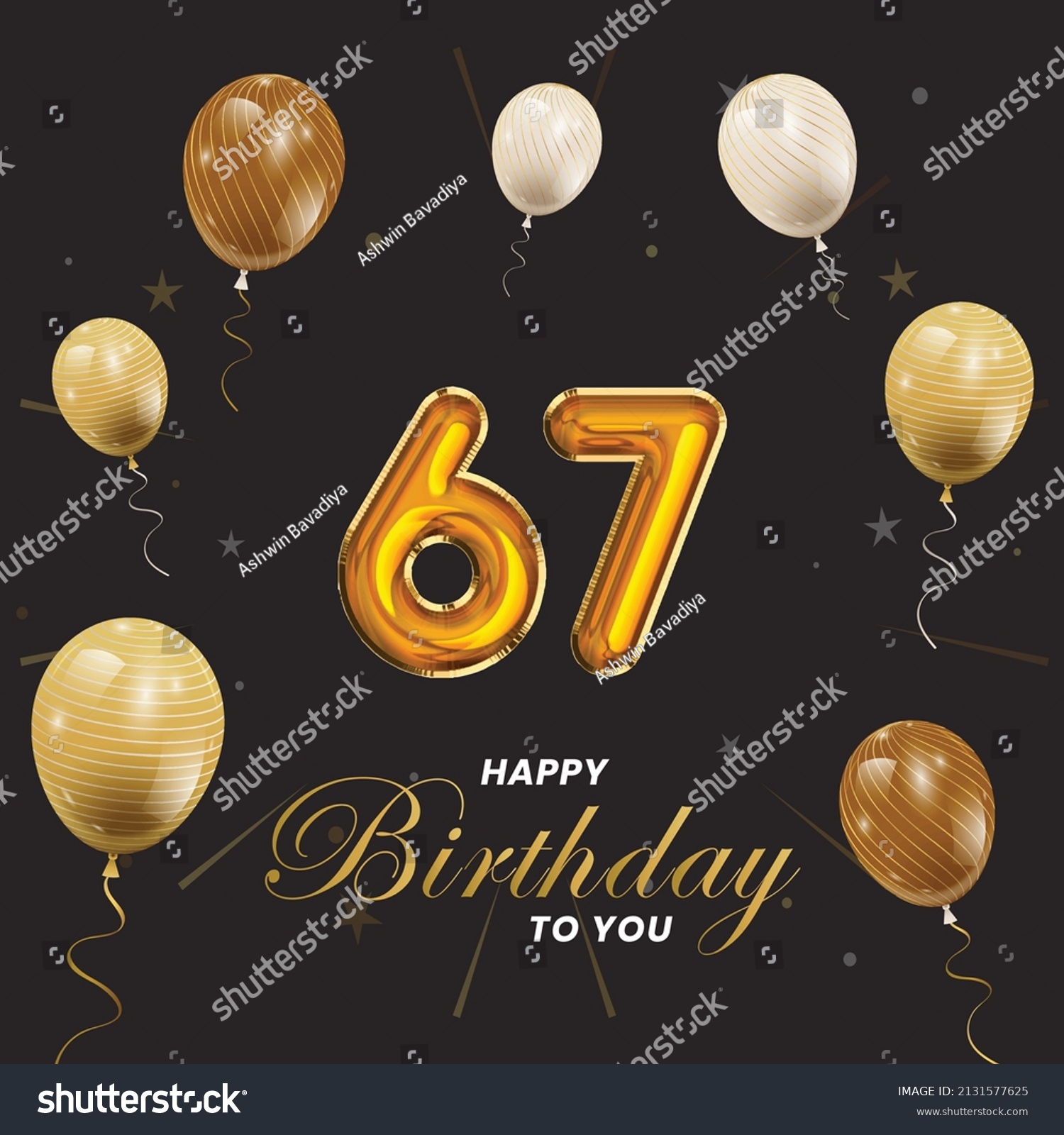 Happy 67th Birthday Greeting Card Vector Stock Vector (Royalty Free ...