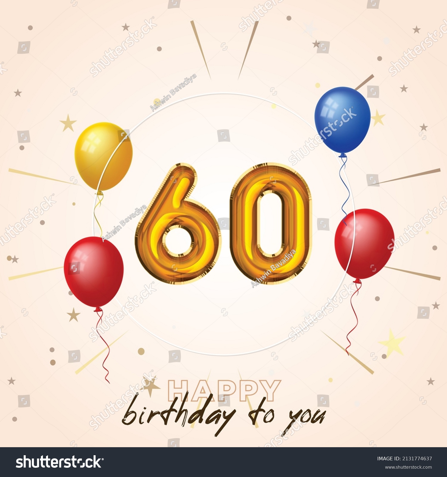 Happy 60th Birthday Greeting Card Vector Stock Vector (Royalty Free ...