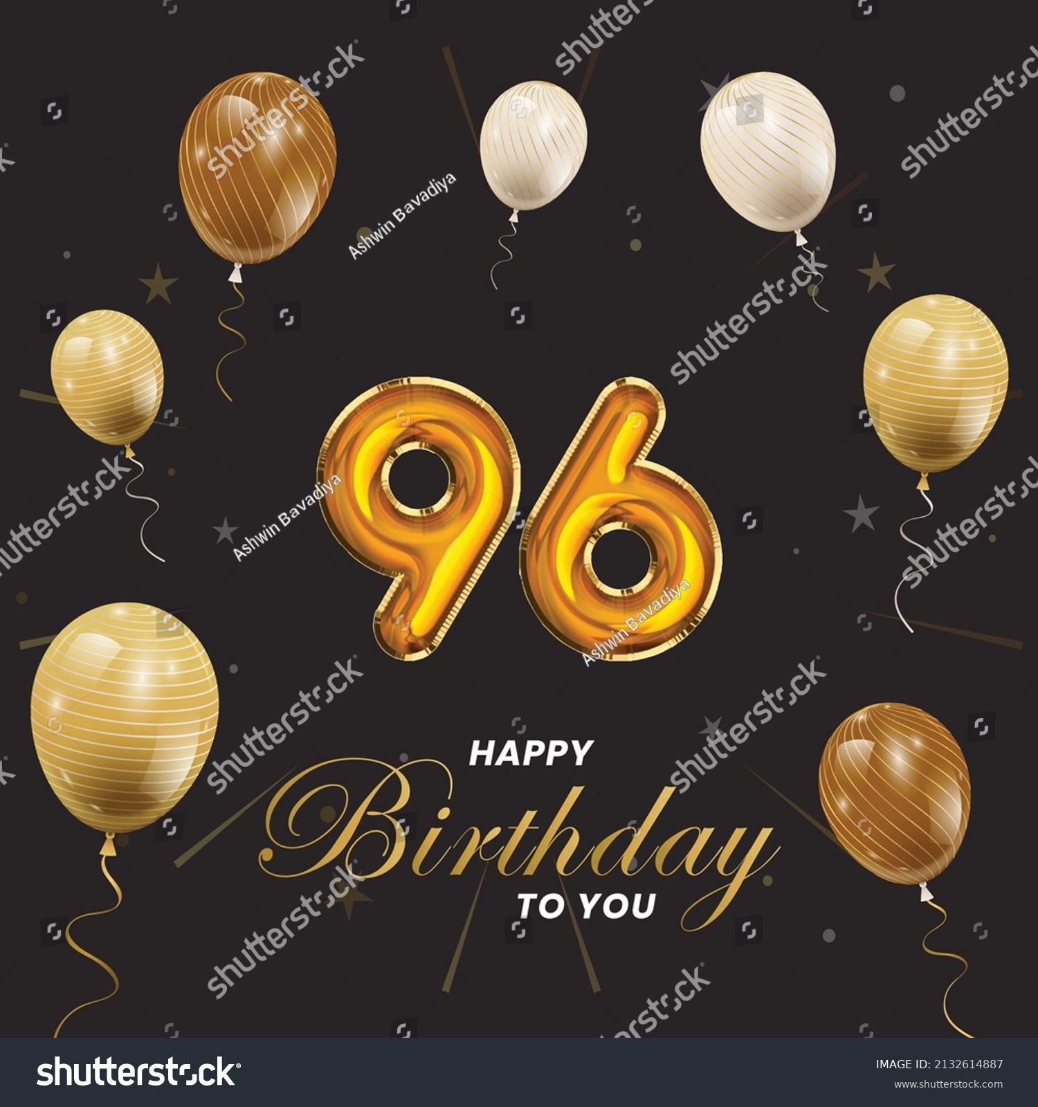 Happy 96th Birthday Greeting Card Vector Stock Vector (Royalty Free ...