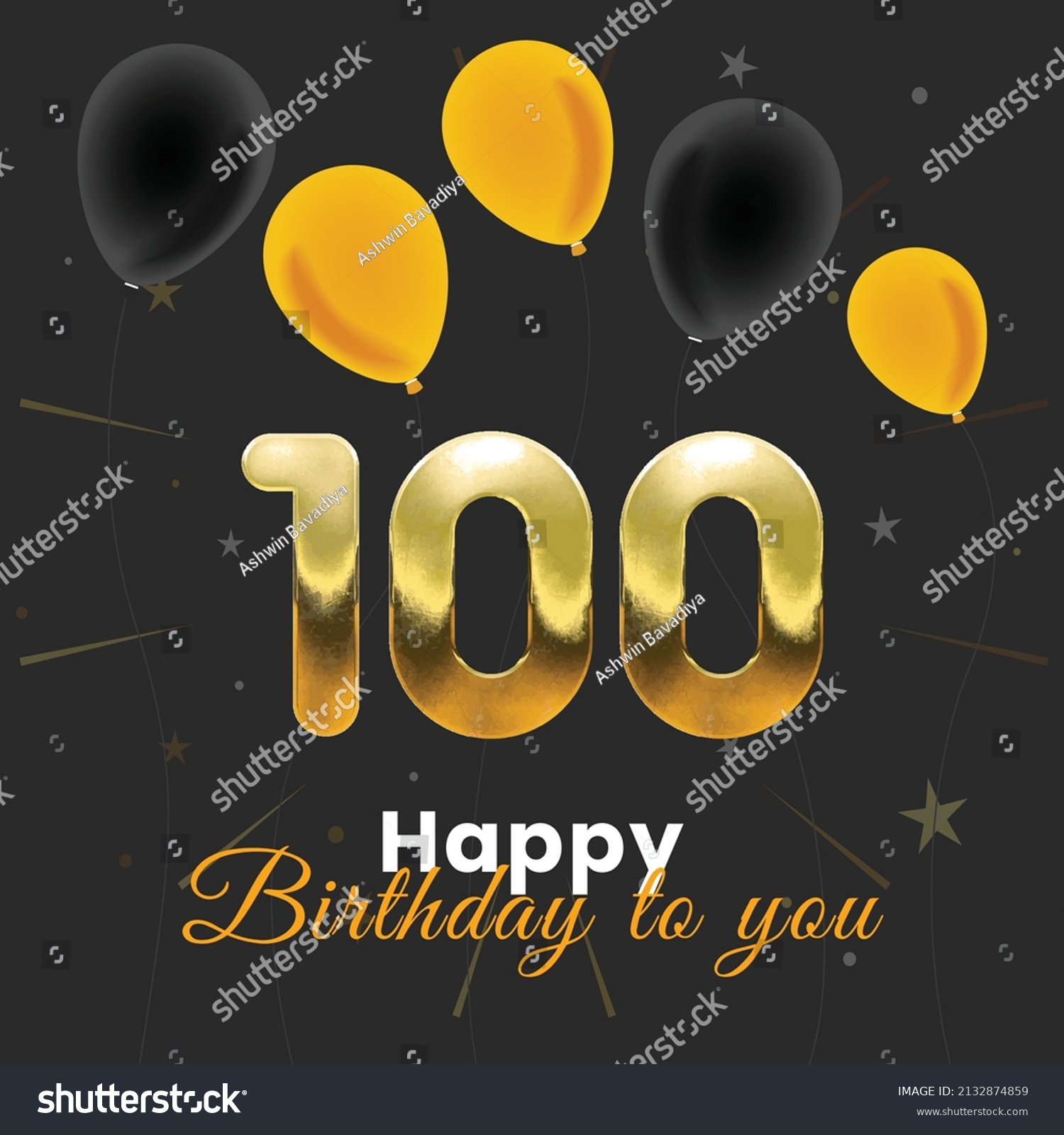 Happy 100th Birthday Greeting Card Vector Stock Vector (Royalty Free ...