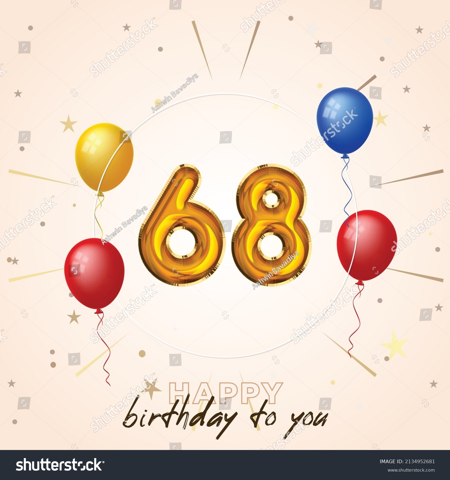 Happy 68th Birthday Greeting Card Vector Stock Vector (Royalty Free ...