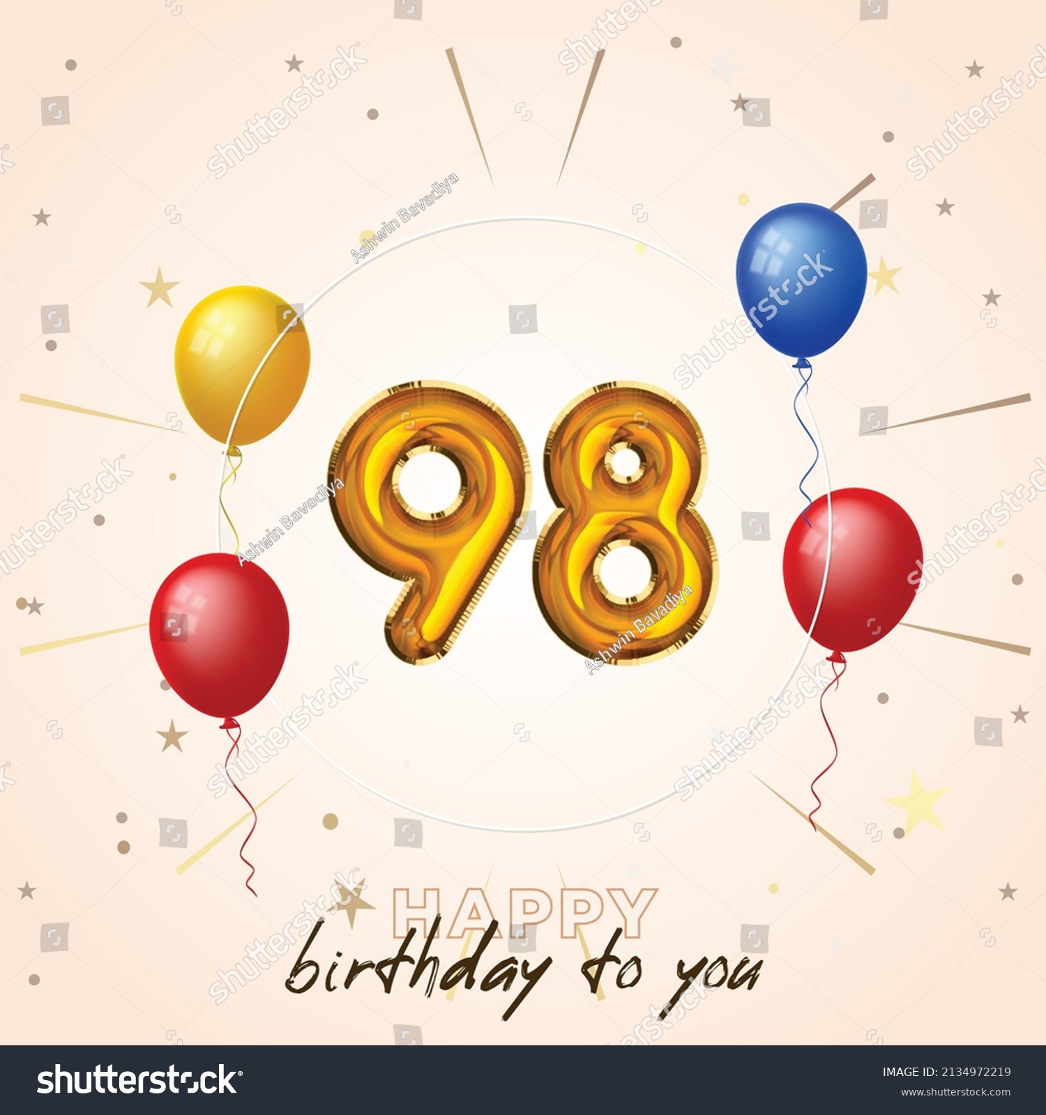 Happy 98th Birthday Greeting Card Vector Stock Vector Royalty Free