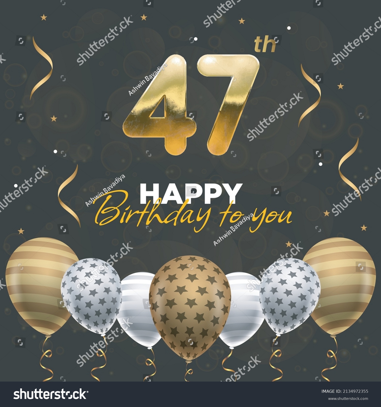 Happy 47th Birthday Greeting Card Vector Stock Vector (Royalty Free ...