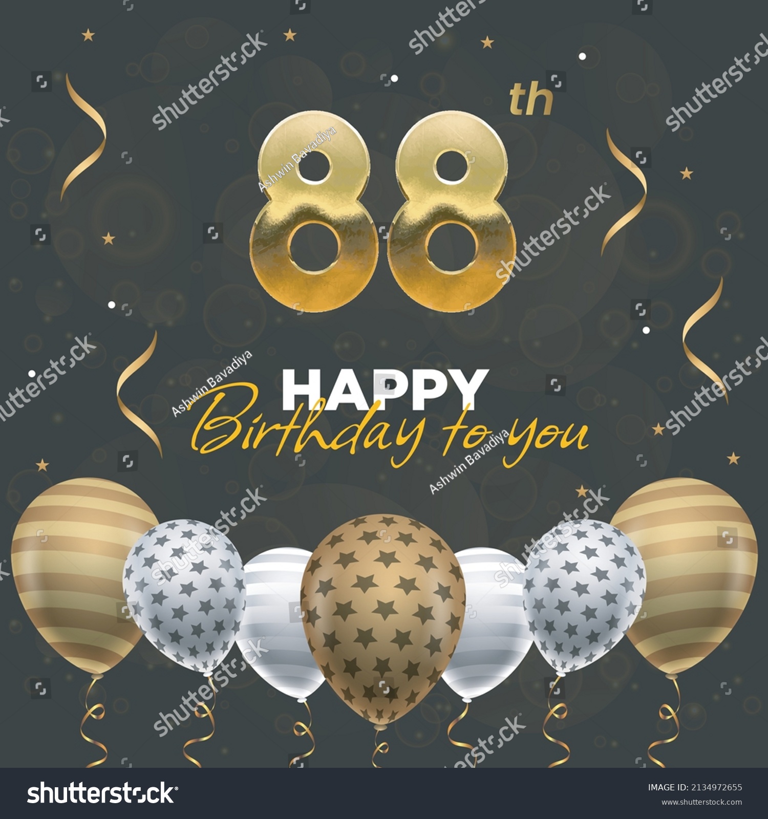 Happy 88th Birthday Greeting Card Vector Stock Vector (Royalty Free ...