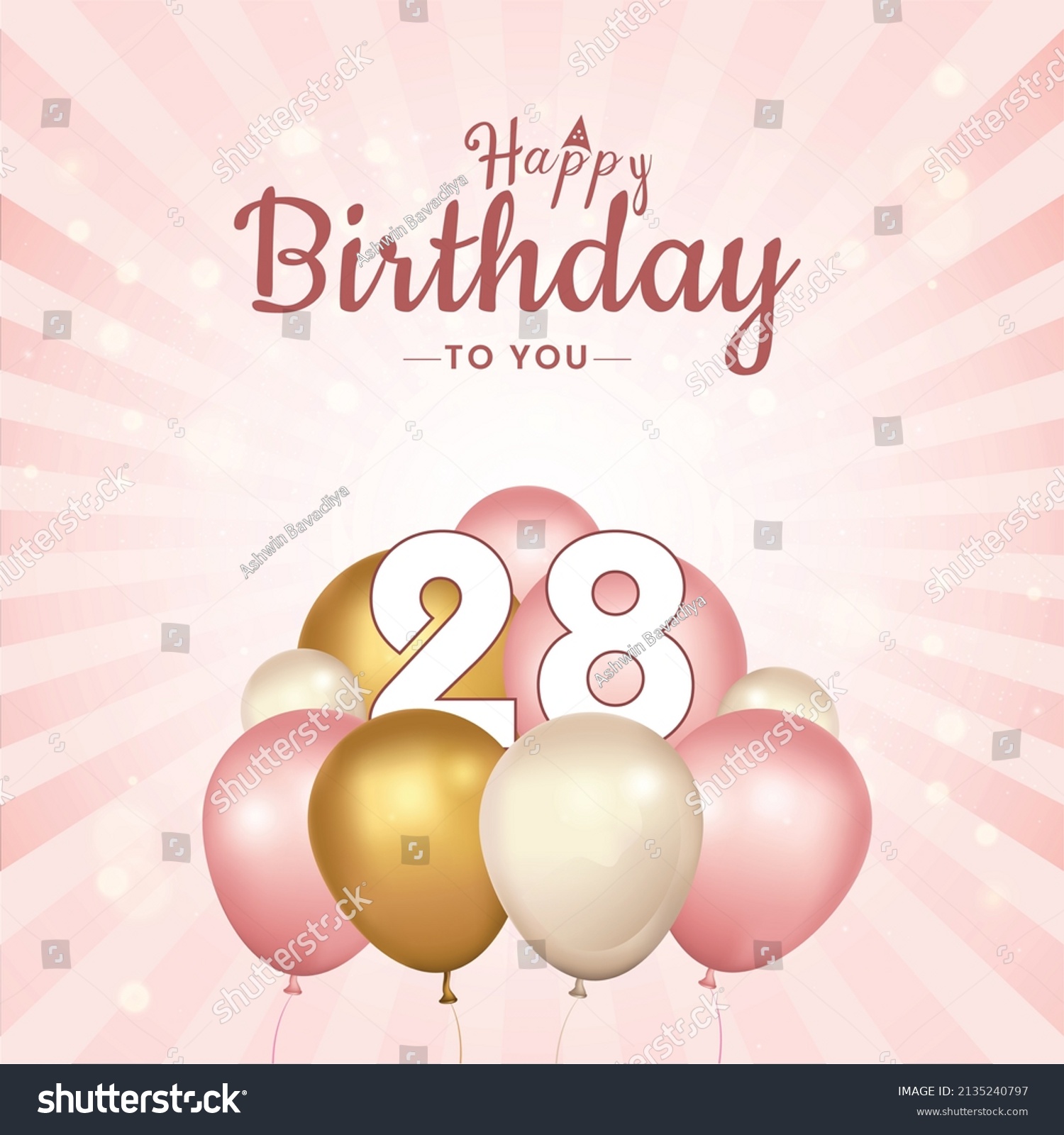 Happy 28th Birthday Greeting Card Vector Stock Vector (Royalty Free ...