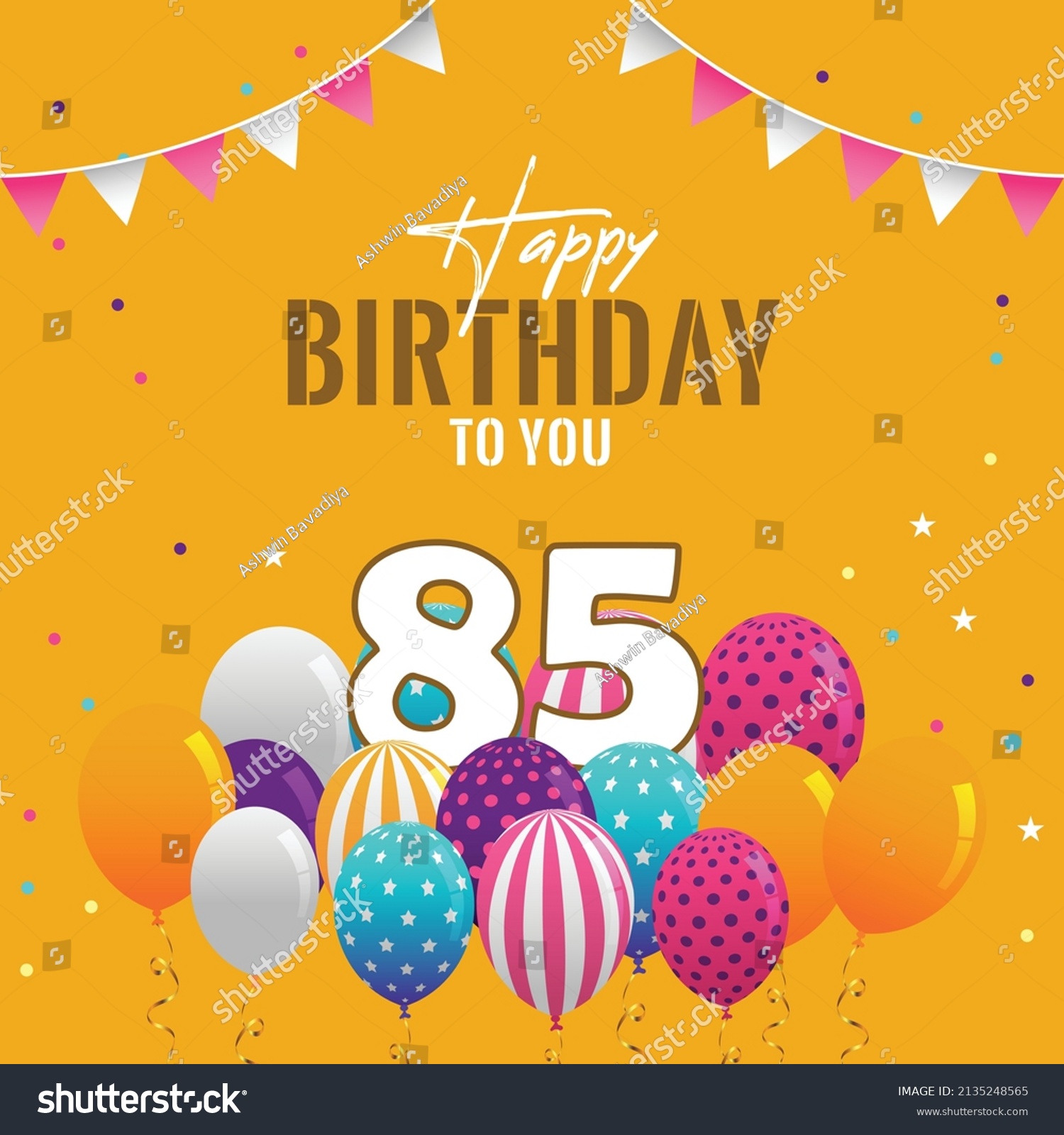 Happy 85th Birthday Greeting Card Vector Stock Vector (Royalty Free ...