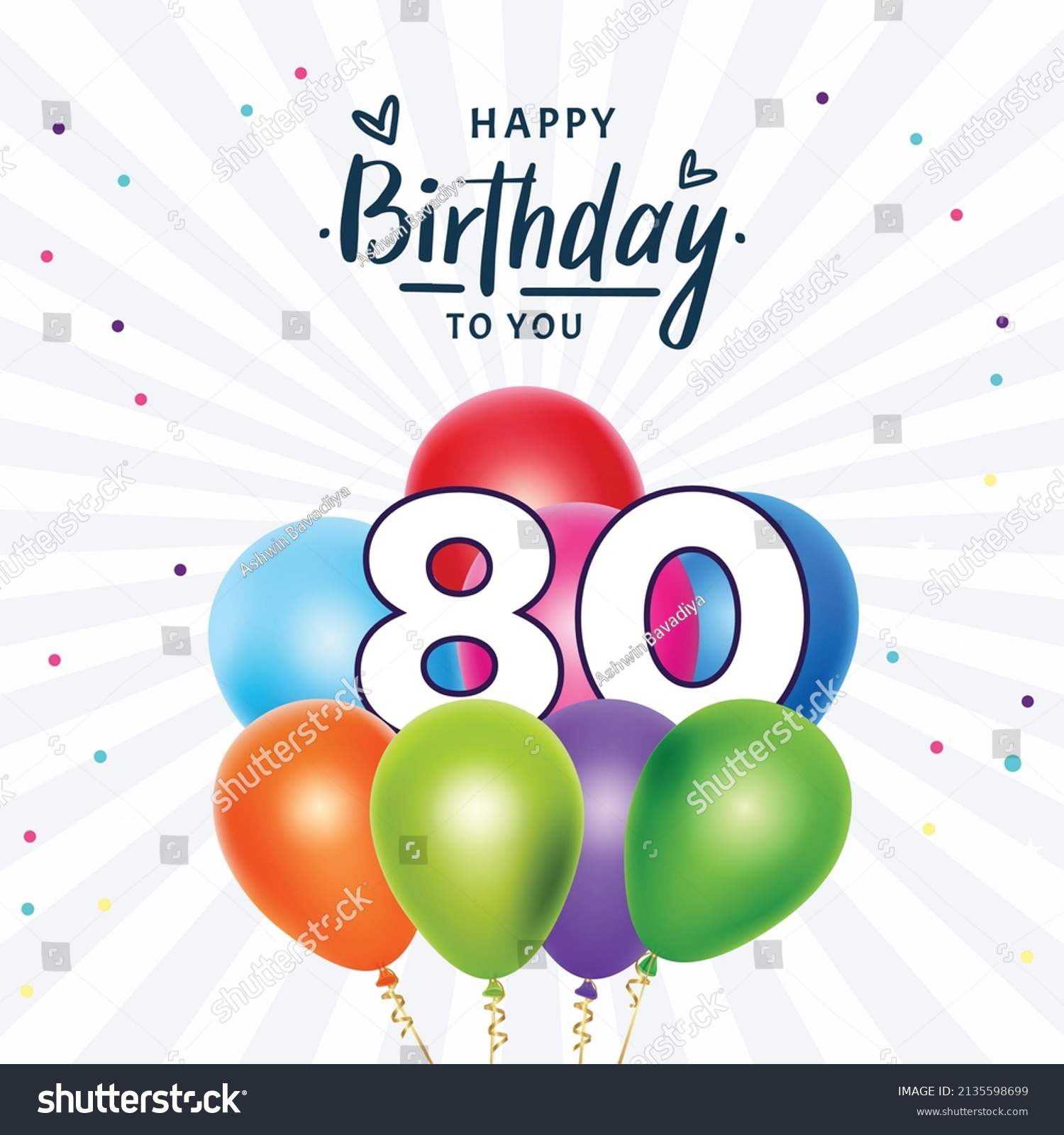 Happy 80th Birthday Greeting Card Vector Stock Vector (Royalty Free ...