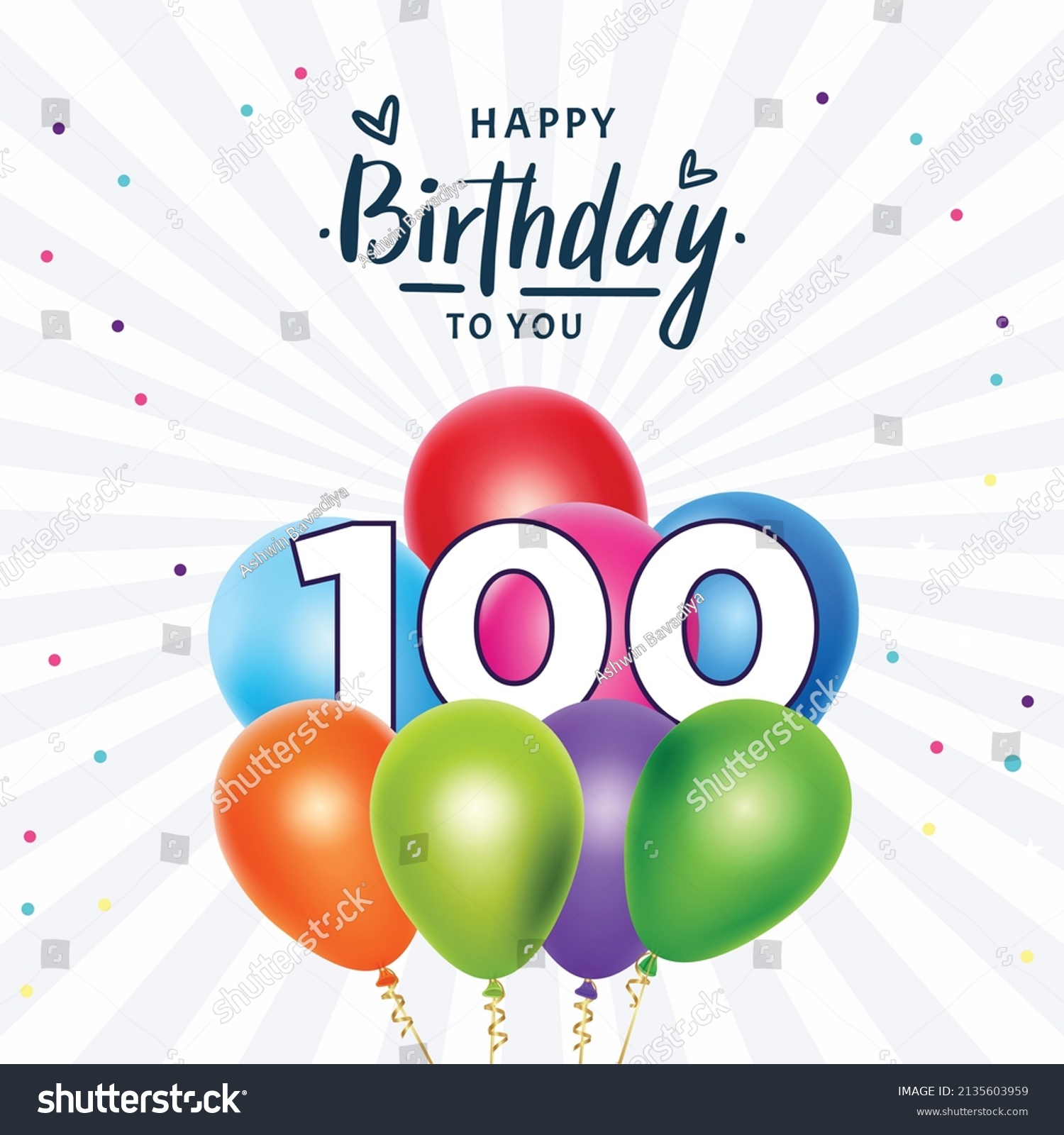 Happy 100th Birthday Greeting Card Vector Stock Vector (Royalty Free ...