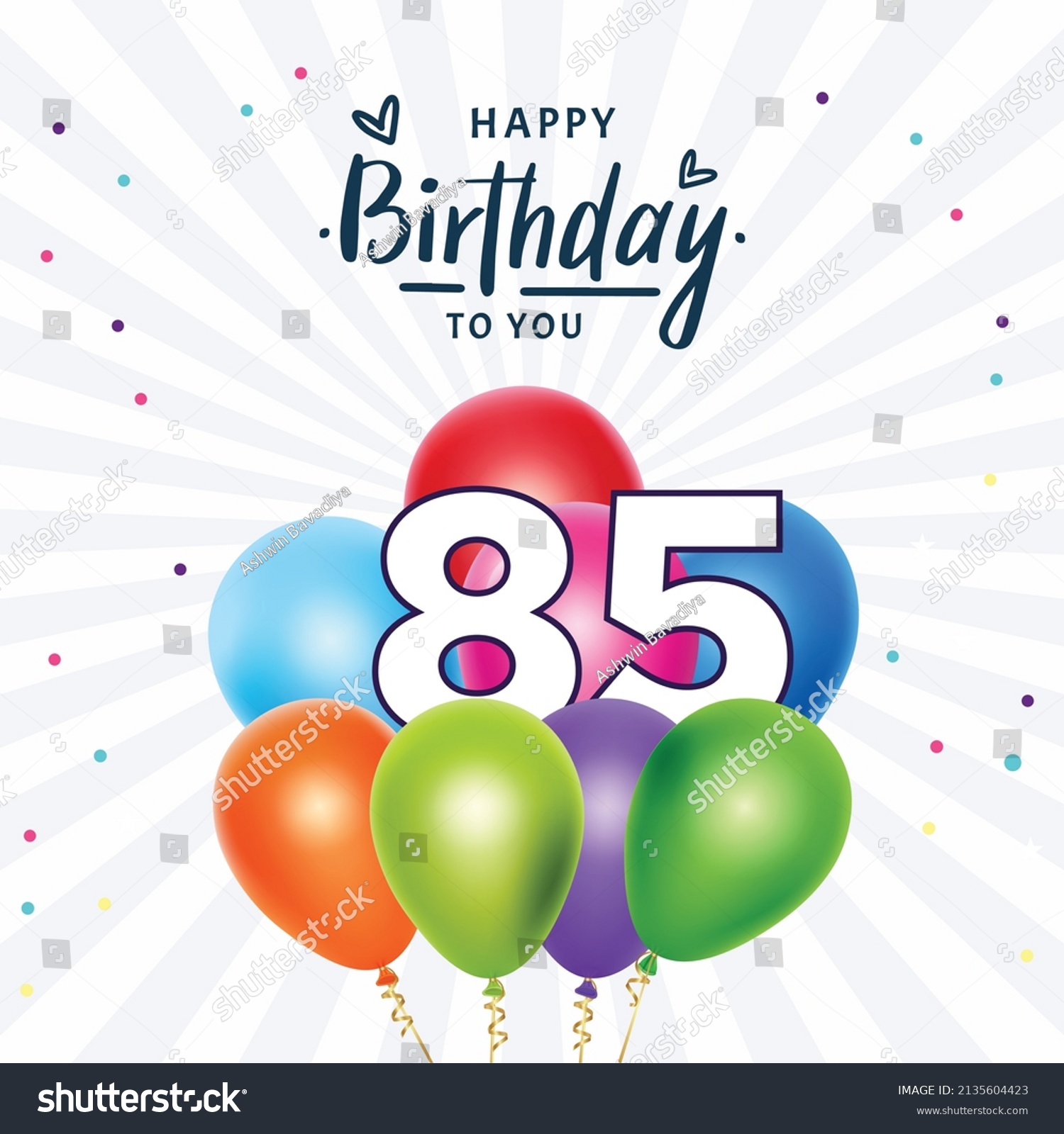 Happy 85th Birthday Greeting Card Vector Stock Vector (royalty Free 