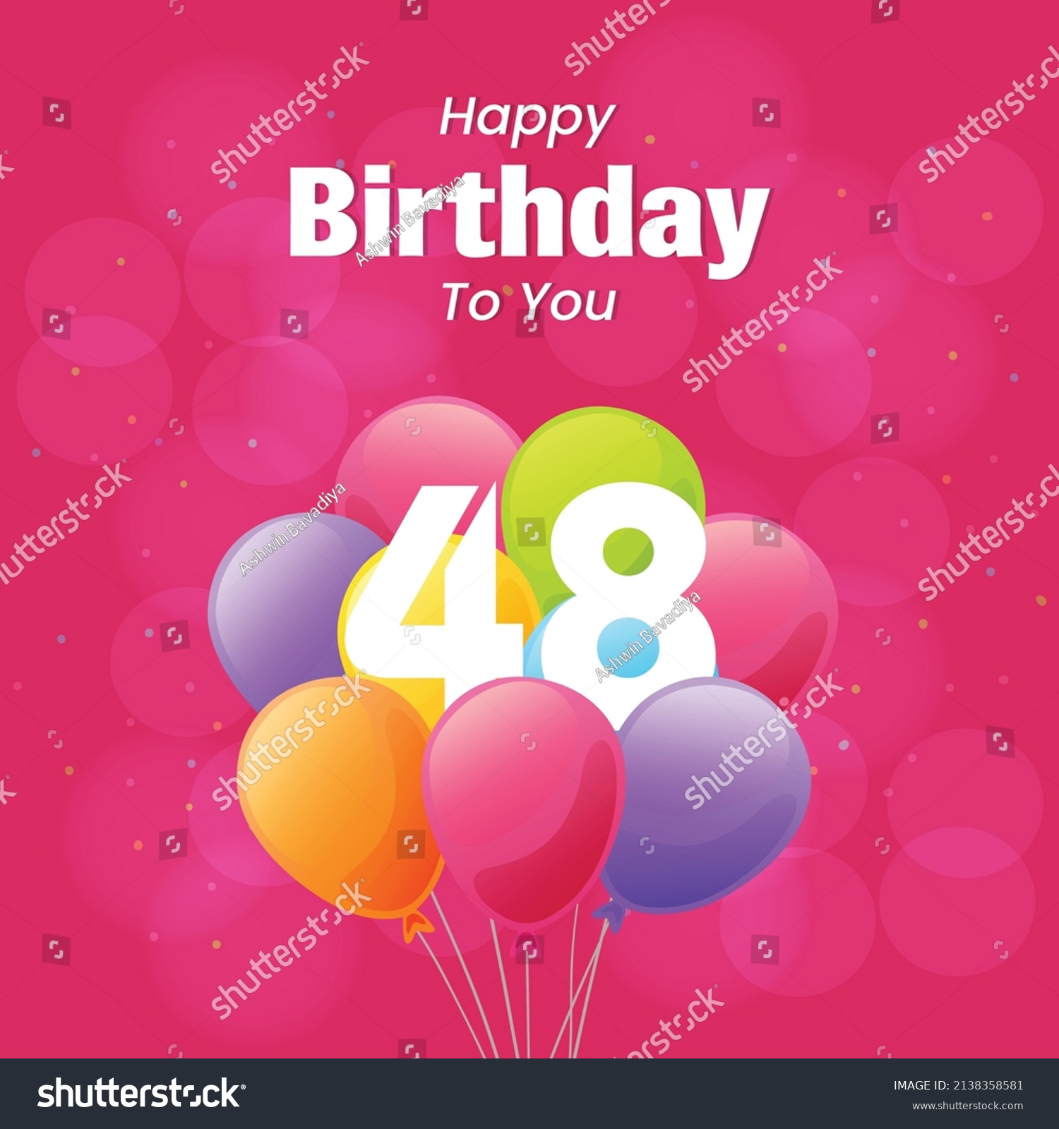 Happy 48th Birthday Greeting Card Vector Stock Vector (Royalty Free ...