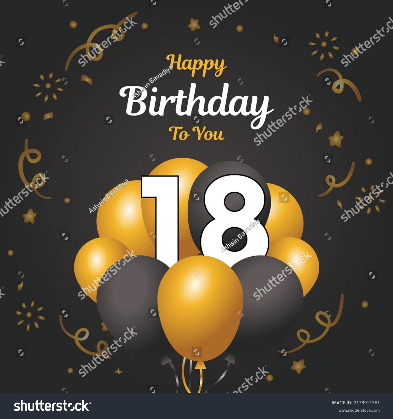 Happy 18th Birthday Greeting Card Vector Stock Vector (Royalty Free ...
