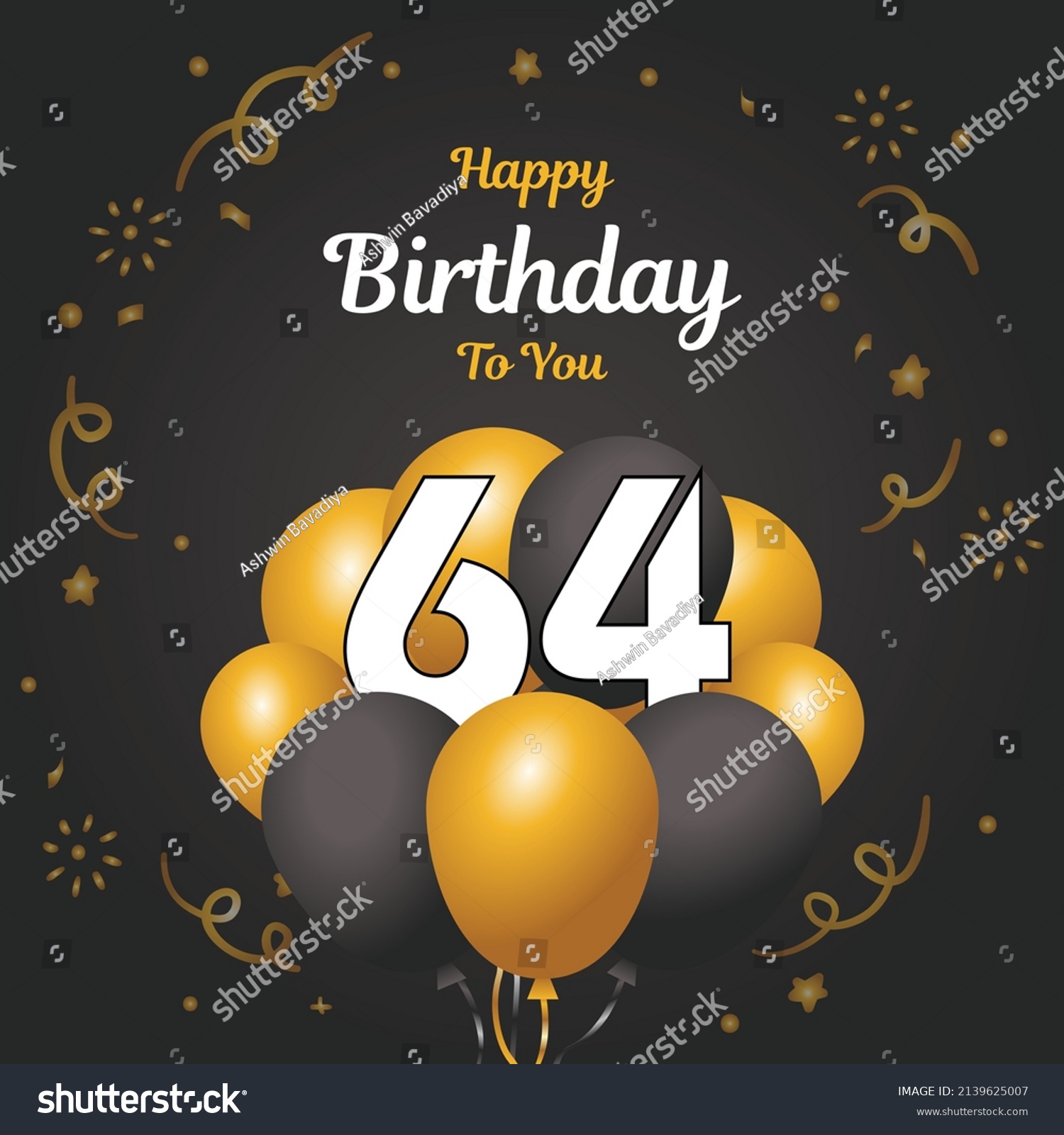 Happy 64th Birthday Greeting Card Vector Stock Vector (Royalty Free ...