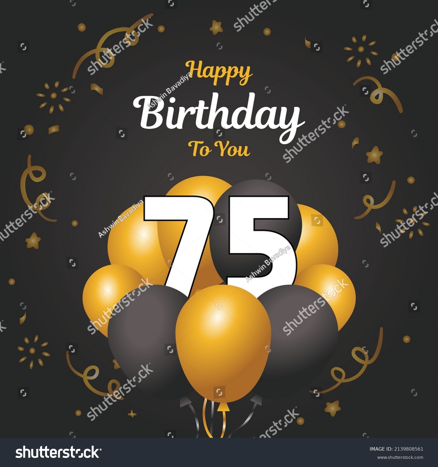 Happy 75th Birthday Greeting Card Vector Stock Vector (Royalty Free ...