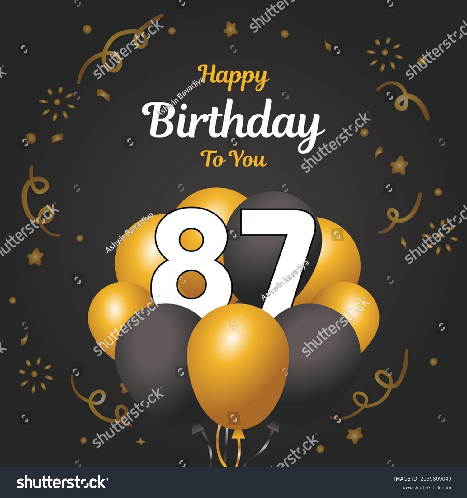 Happy 87th Birthday Greeting Card Vector Stock Vector (Royalty Free ...