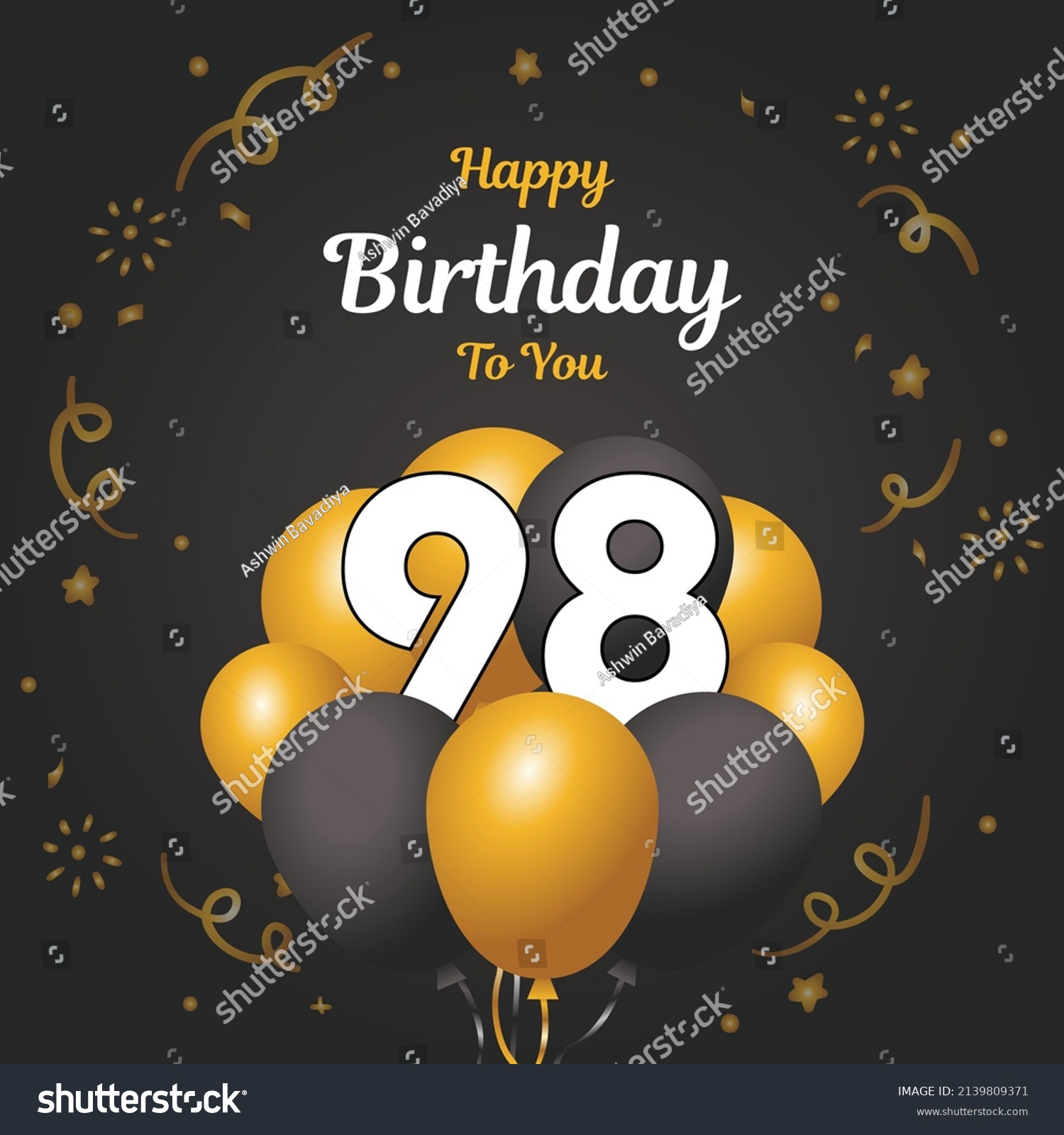 Happy 98th Birthday Greeting Card Vector Stock Vector Royalty Free