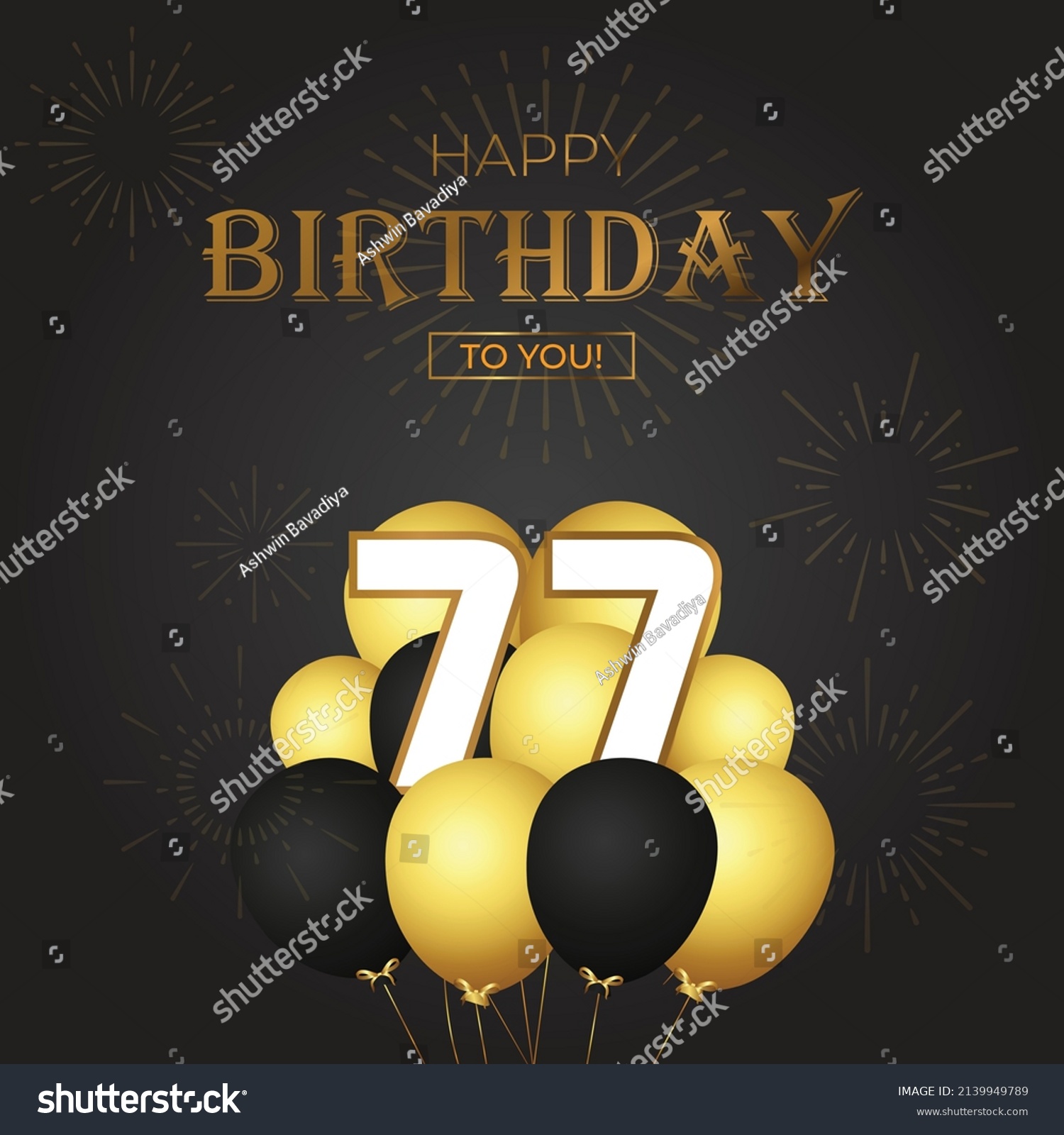 Happy 77th Birthday Greeting Card Vector Stock Vector (Royalty Free ...