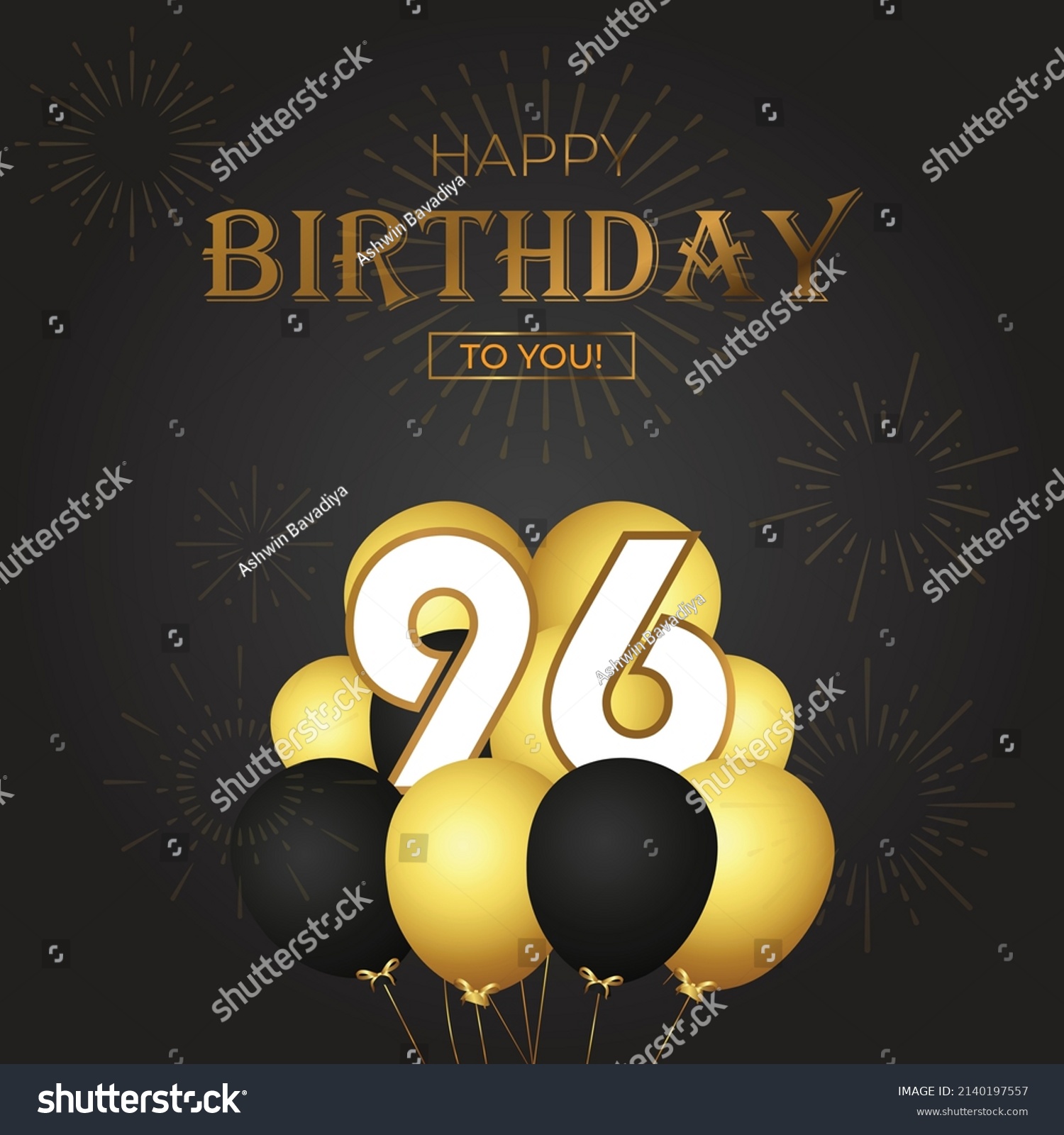 Happy 96th Birthday Greeting Card Vector Stock Vector (Royalty Free ...