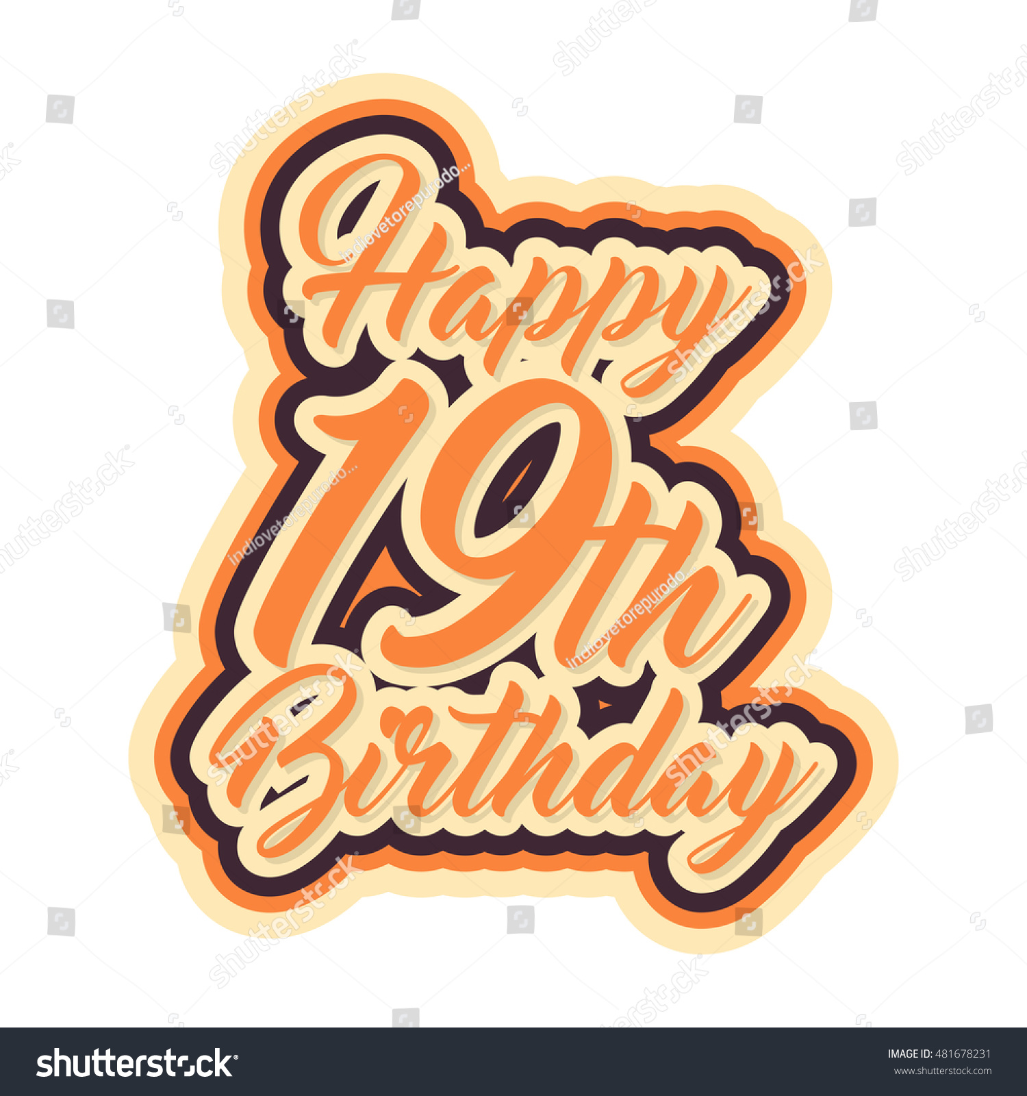 Happy 19th Birthday Lettering Banner Stock Vector Royalty Free