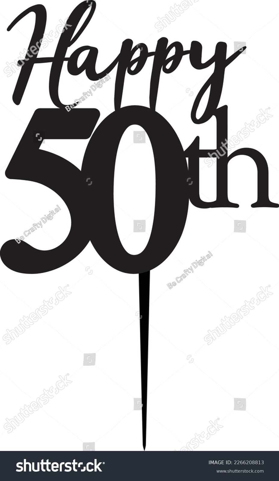 SVG of Happy 50th Happy Birthday Cake Topper Laser Cut Cut File svg