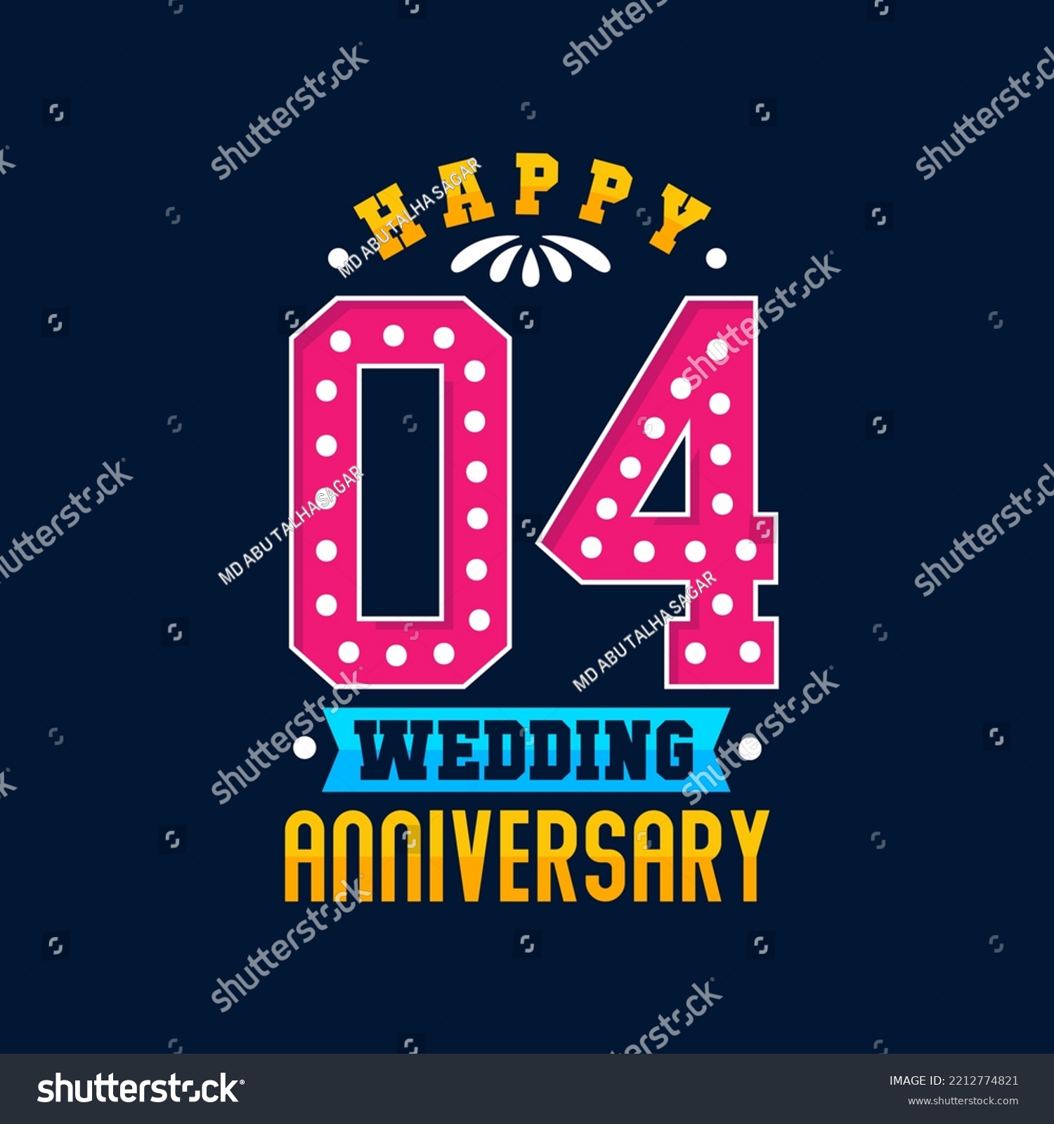 SVG of Happy 4th Wedding Anniversary celebration svg