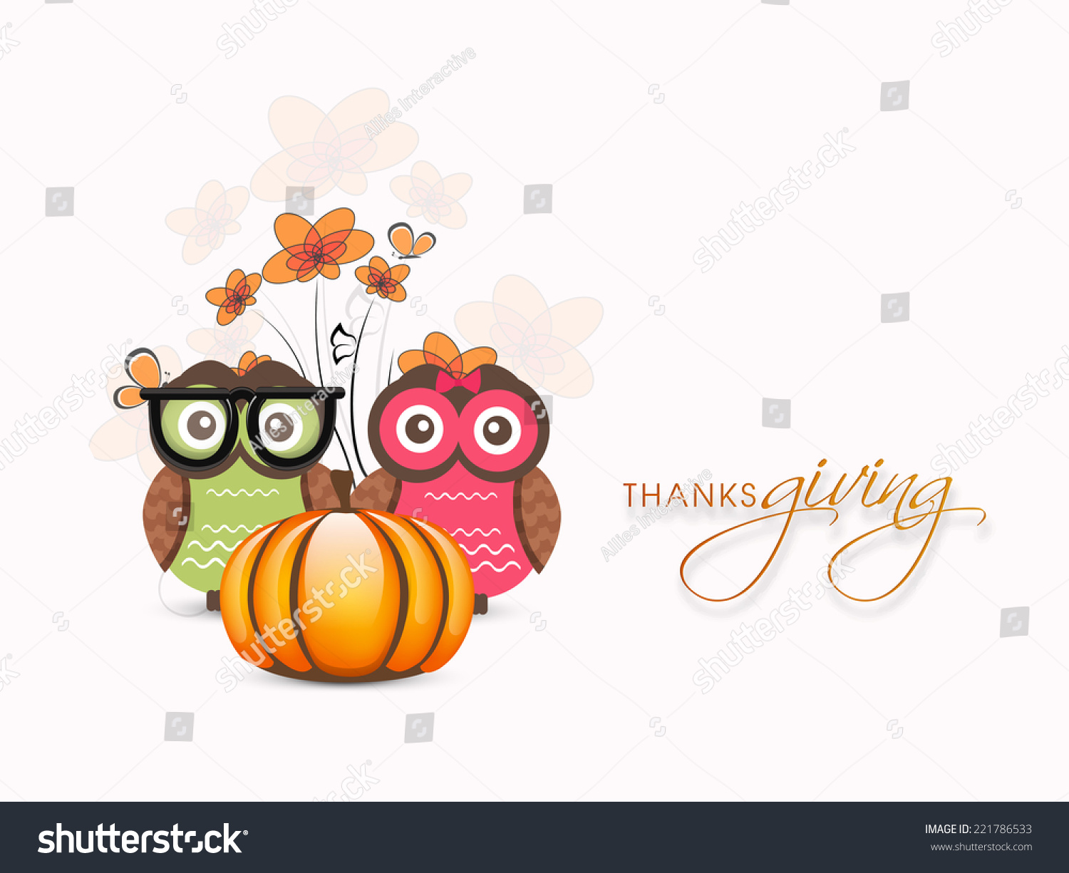 Happy Thanksgiving Day Celebrations Cute Owl Stock Vector Royalty Free 221786533