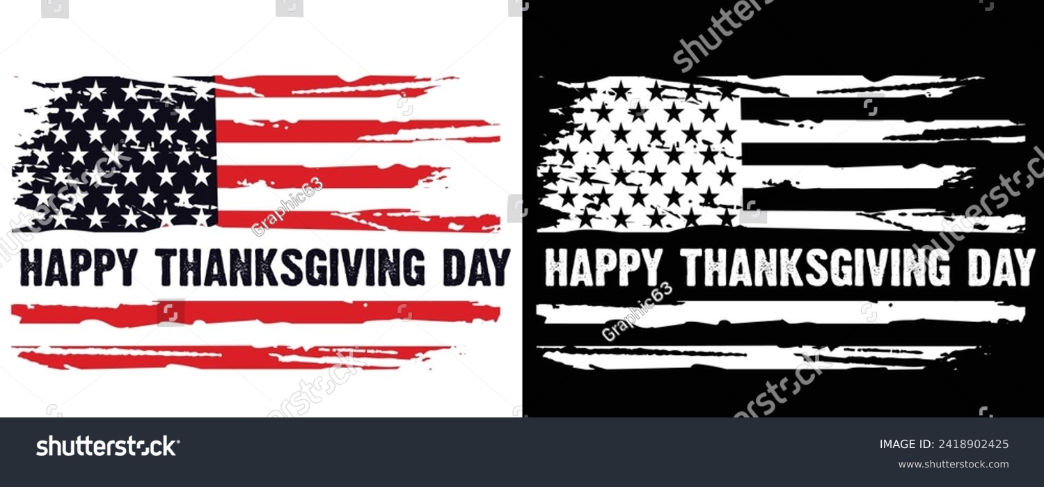 SVG of Happy Thanksgiving Day Distressed Usa American Flag New Design For T Shirt Poster Banner Backround Print Vector Eps Illustrations Template. svg