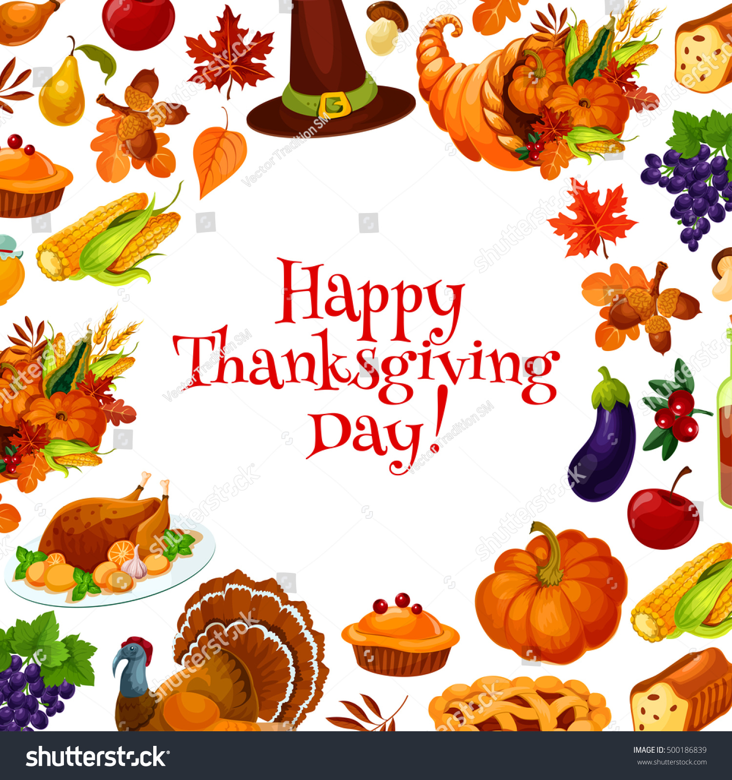 Happy Thanksgiving Day Greeting Card Banner Stock Vector Royalty Free