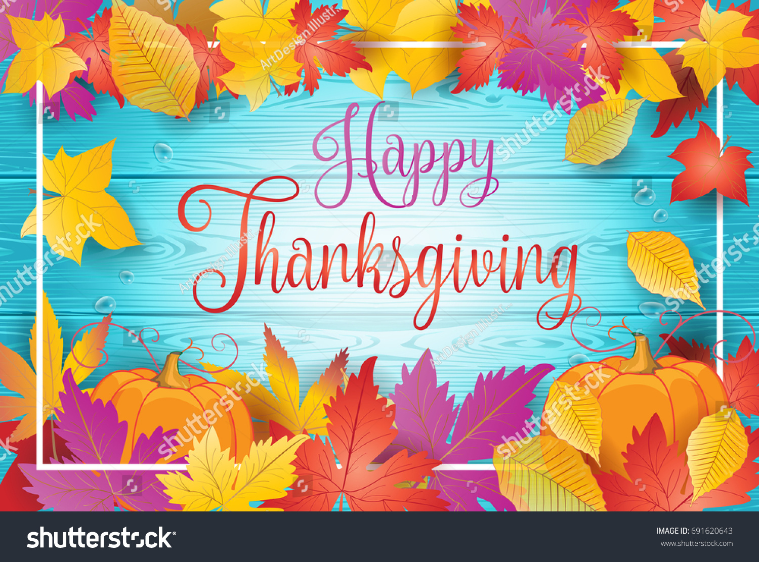 Happy Thanksgiving Greeting Card Holiday Fall Stock Vector 691620643 ...