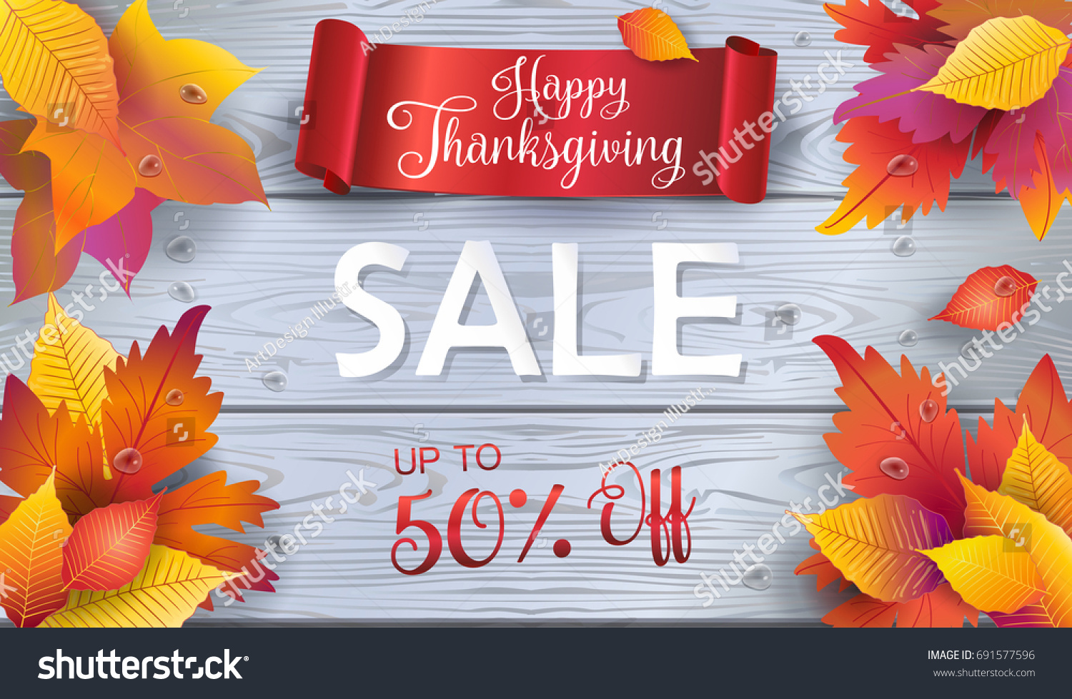 Happy Thanksgiving Holiday Sale Autumn Sales Stock Vector Royalty Free 691577596