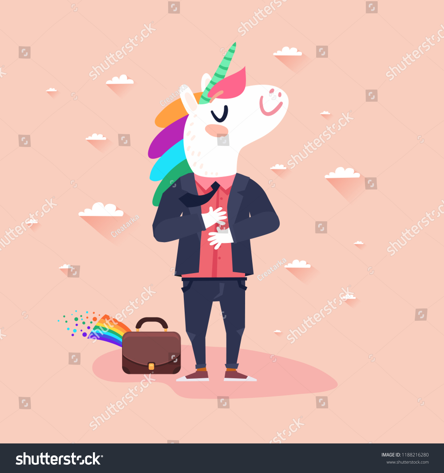 Happy Unicorn Businessman Character Happy Successful Stock Vector ...